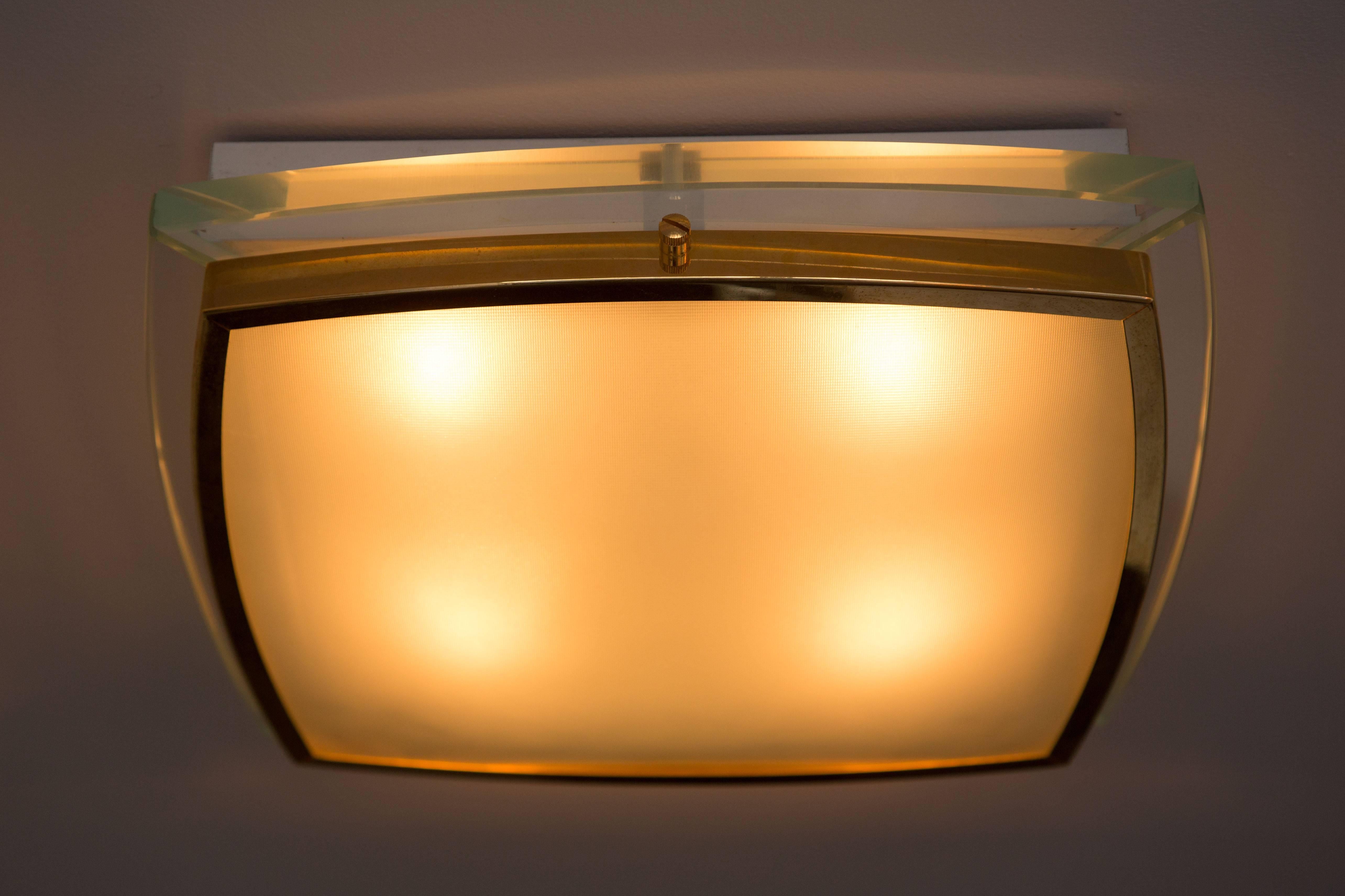 Italian Flush Mount Ceiling Light In Excellent Condition In Los Angeles, CA