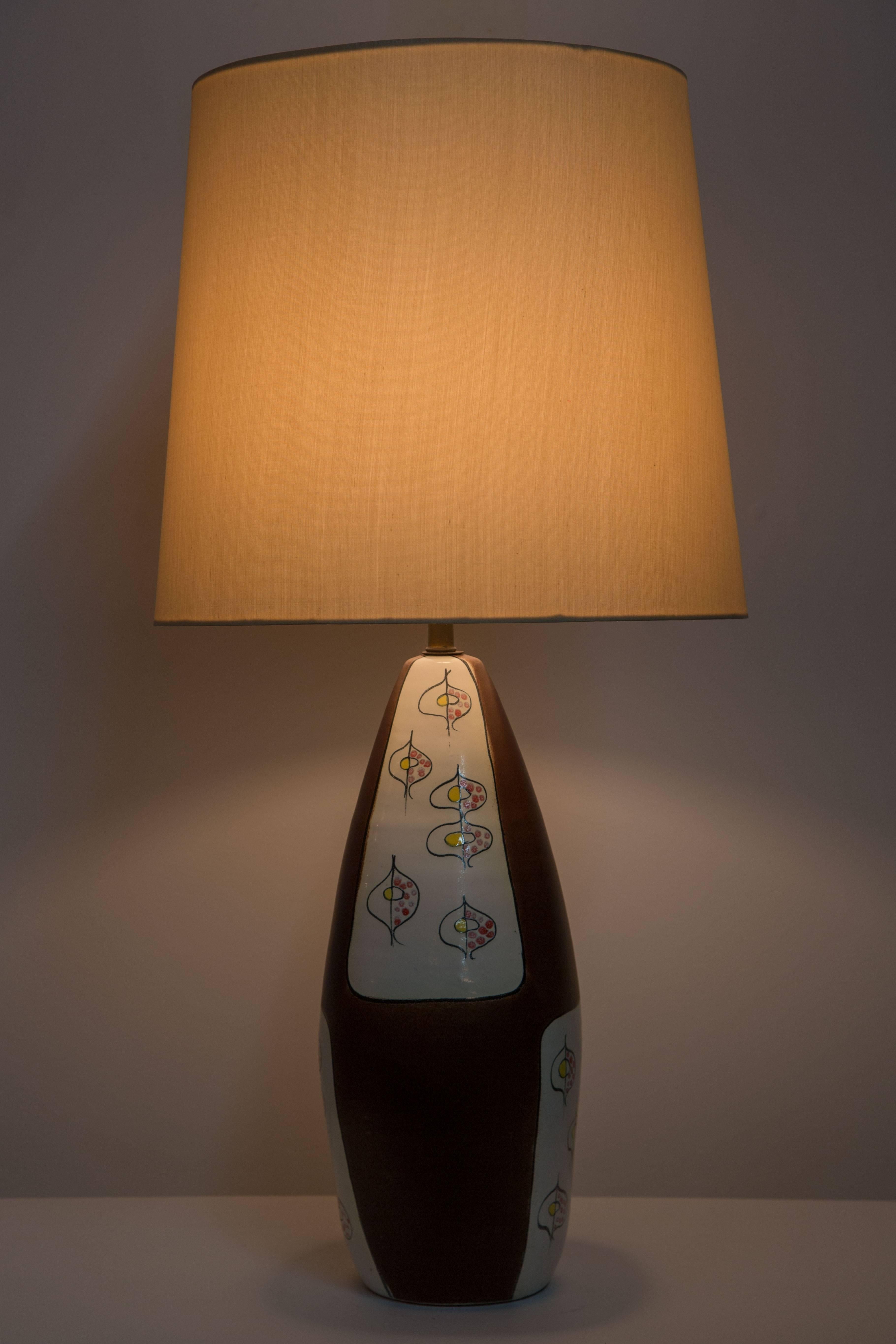 Bitossi Ceramiche studio hand-painted ceramic table lamp imported by Raymor.