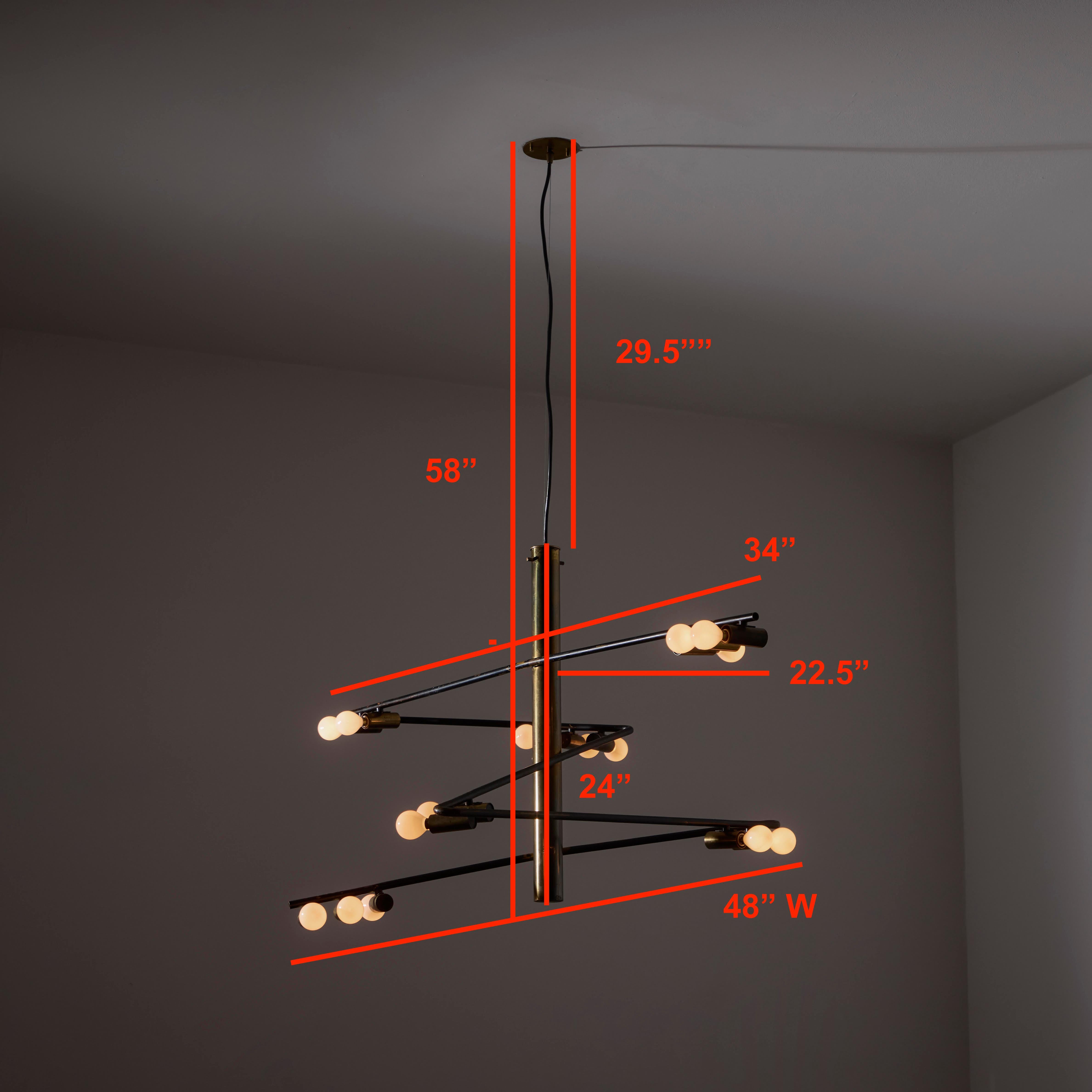 Rare Chandelier by Giampiero Aloi for Stilnovo For Sale 12