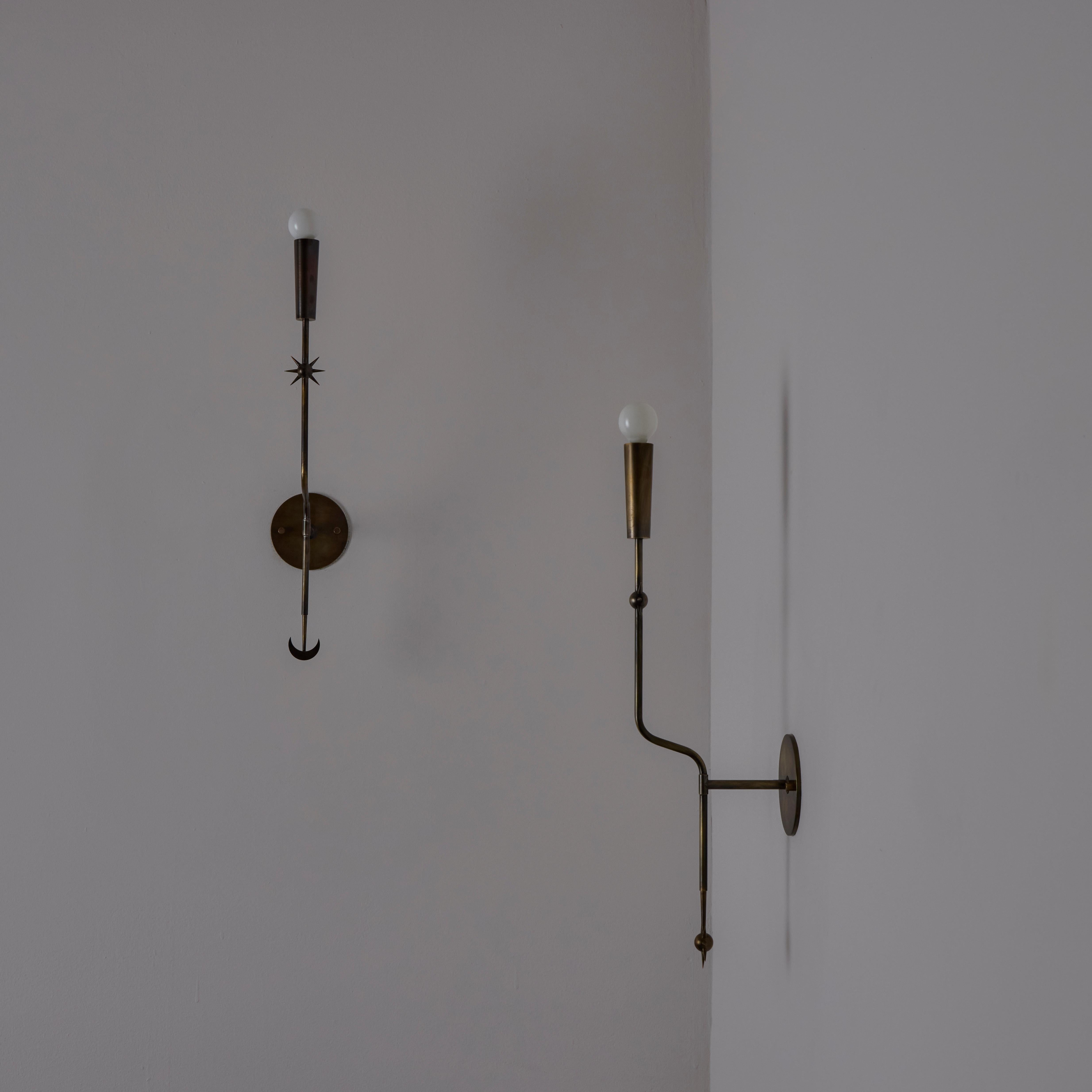 Mid-Century Modern Rewire Custom 'Star and Moon' Sconces For Sale