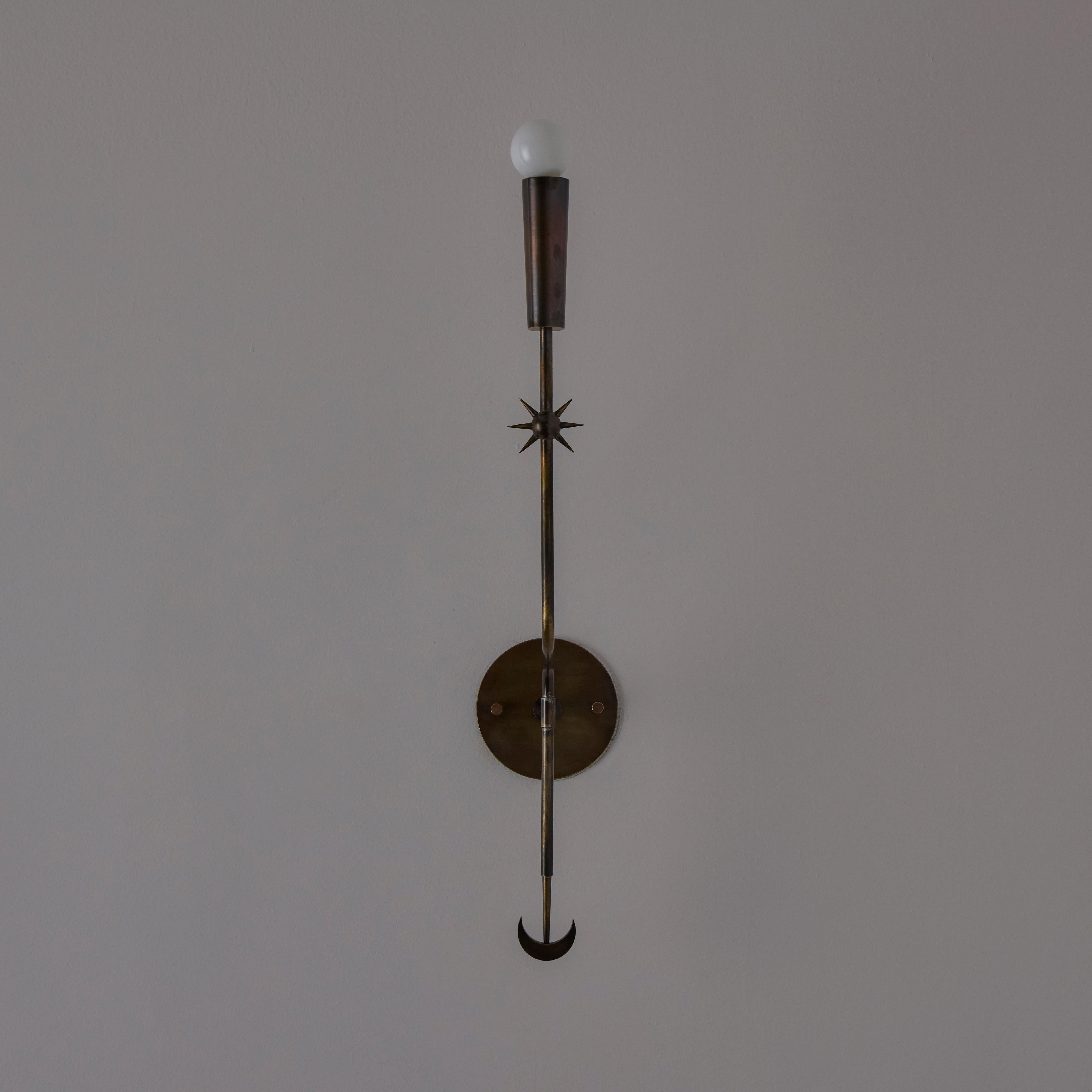 Patinated Rewire Custom 'Star and Moon' Sconces For Sale