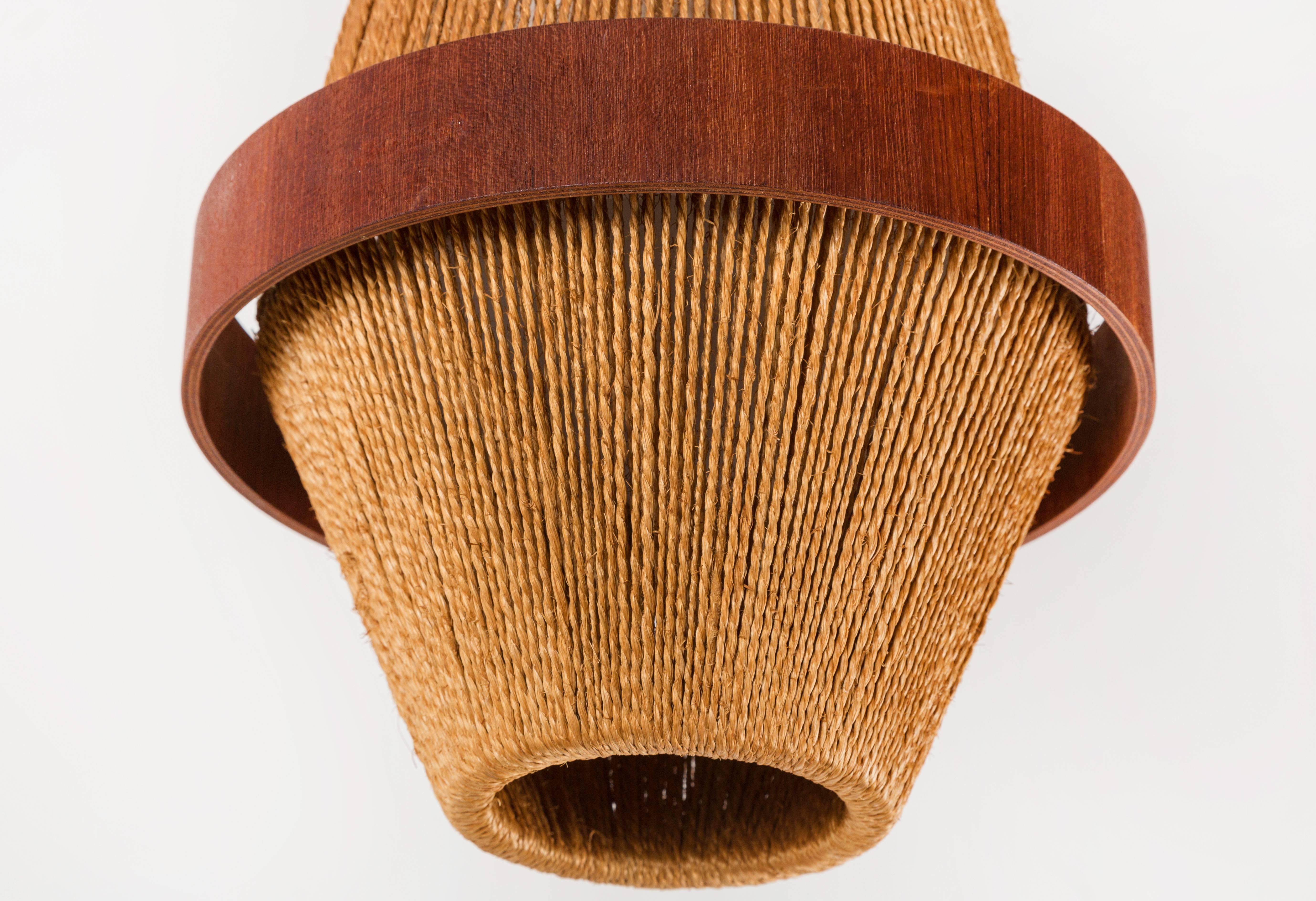 Teak and Jute Pendant Light by Fog & Mørup In Excellent Condition In Los Angeles, CA
