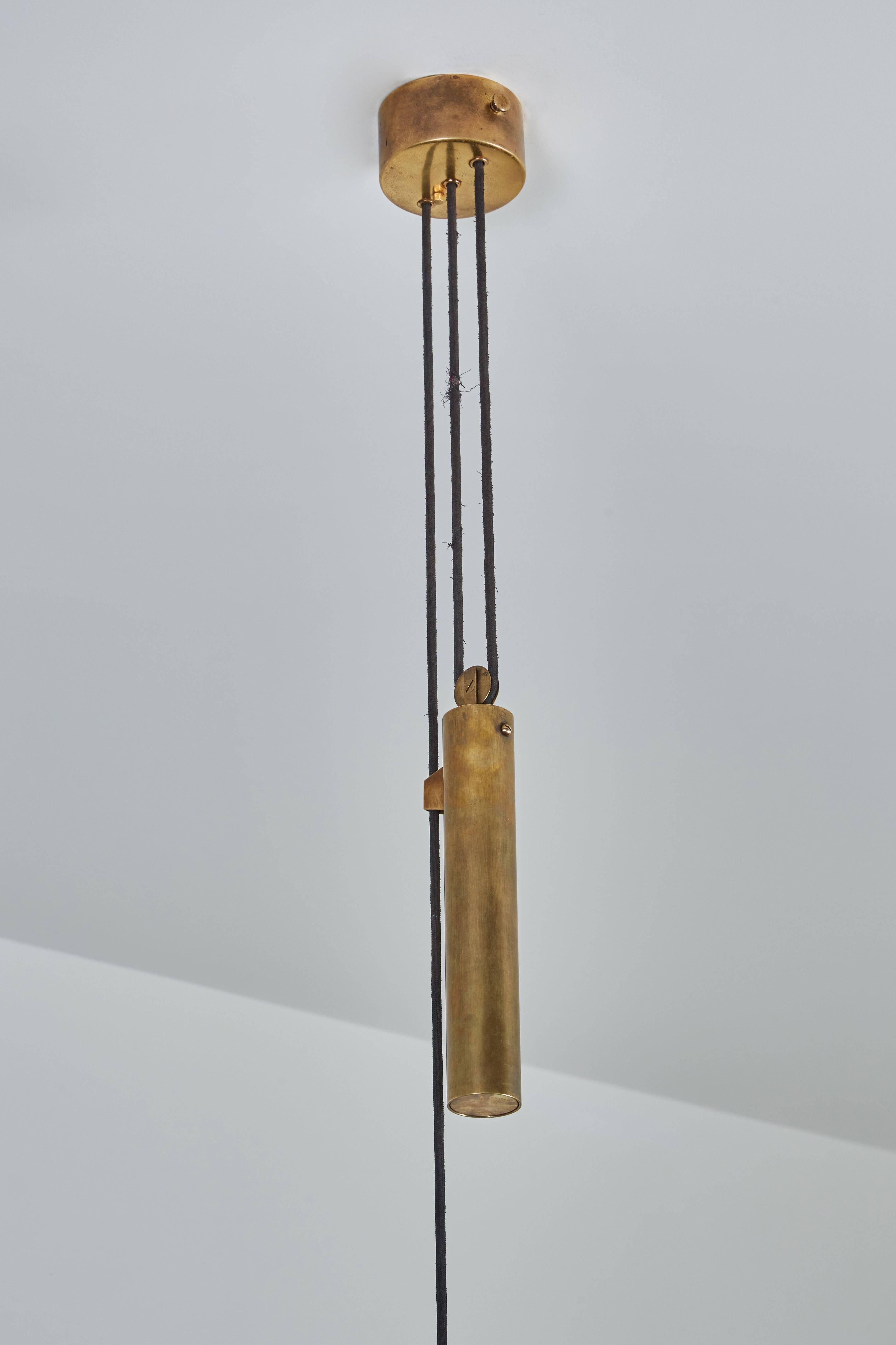 Brass Pulley Pendant by Gaetano Sciolari for Stilnovo