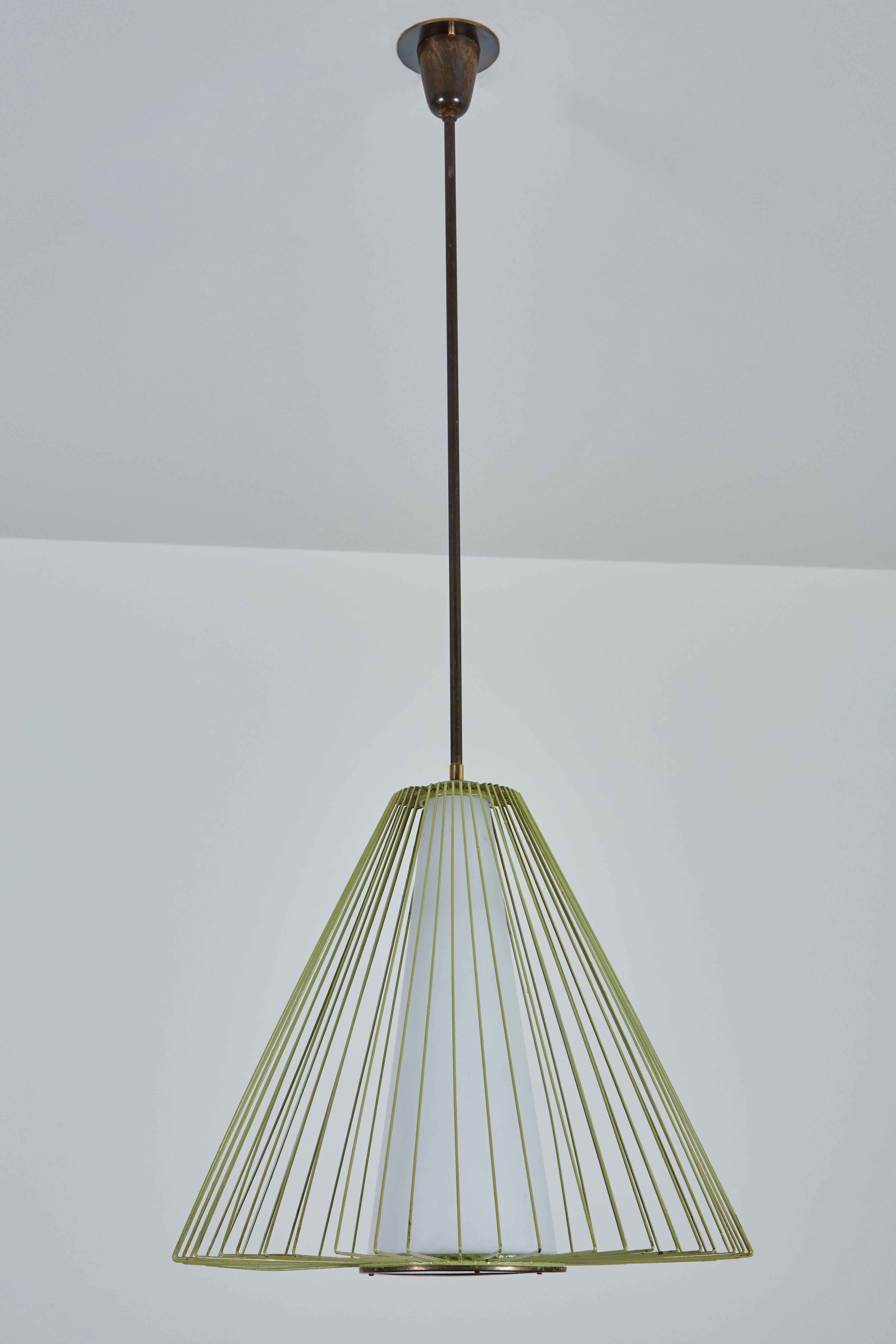 Wire and Glass Pendant in the style of Arredoluce In Good Condition In Los Angeles, CA