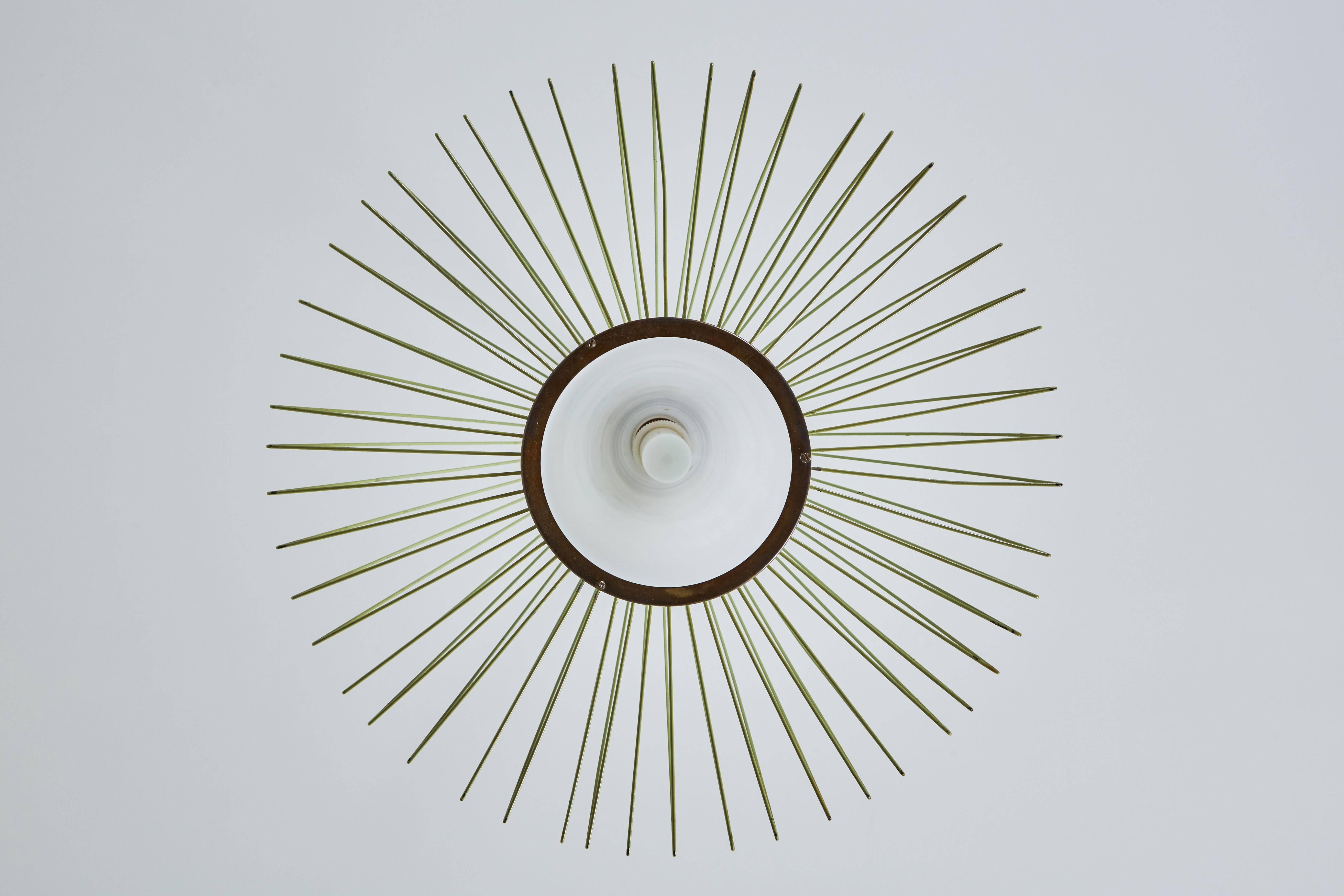 Mid-20th Century Wire and Glass Pendant in the style of Arredoluce