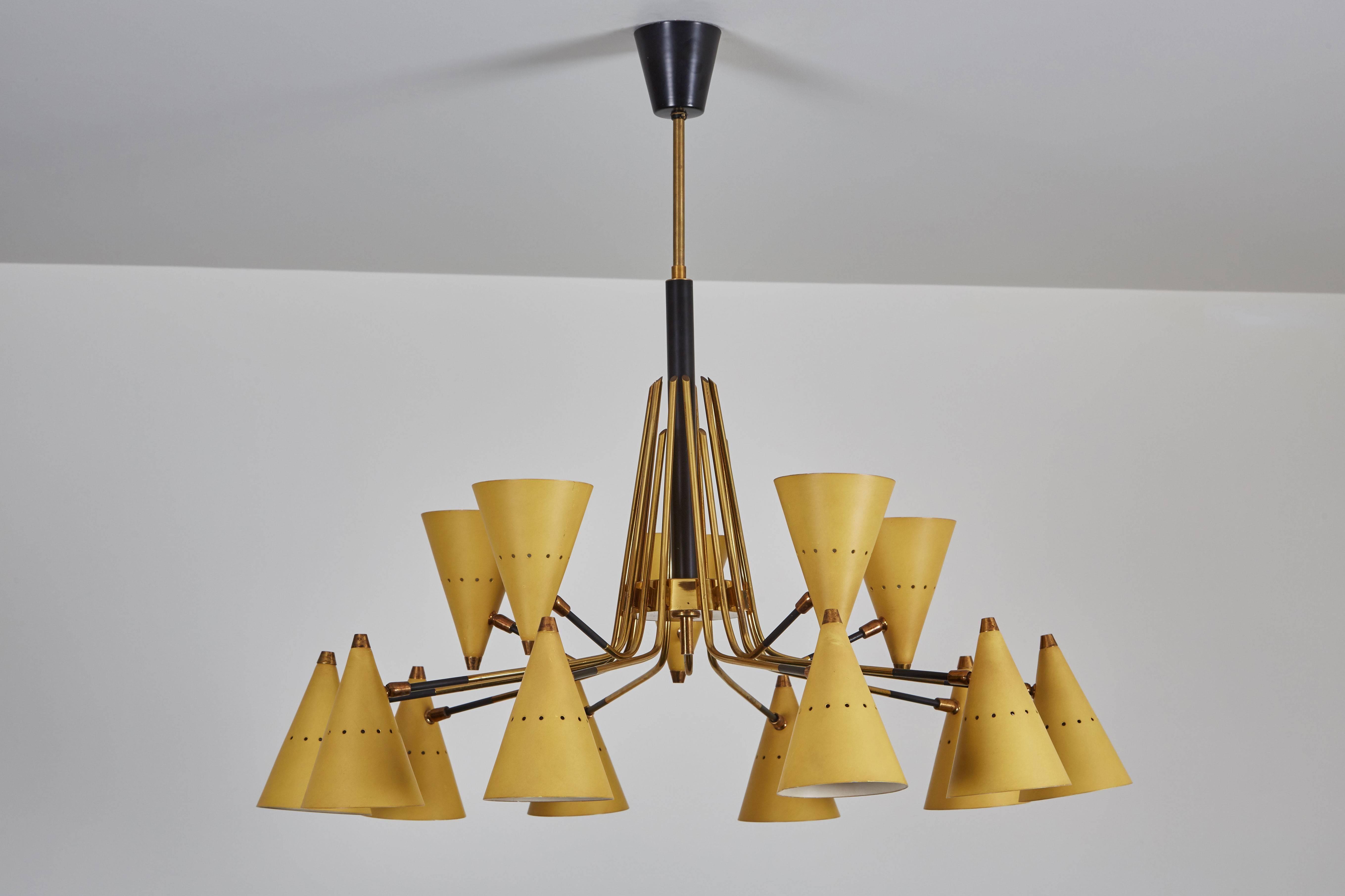 Italian Chandelier with Articulating Shades by Stilnovo
