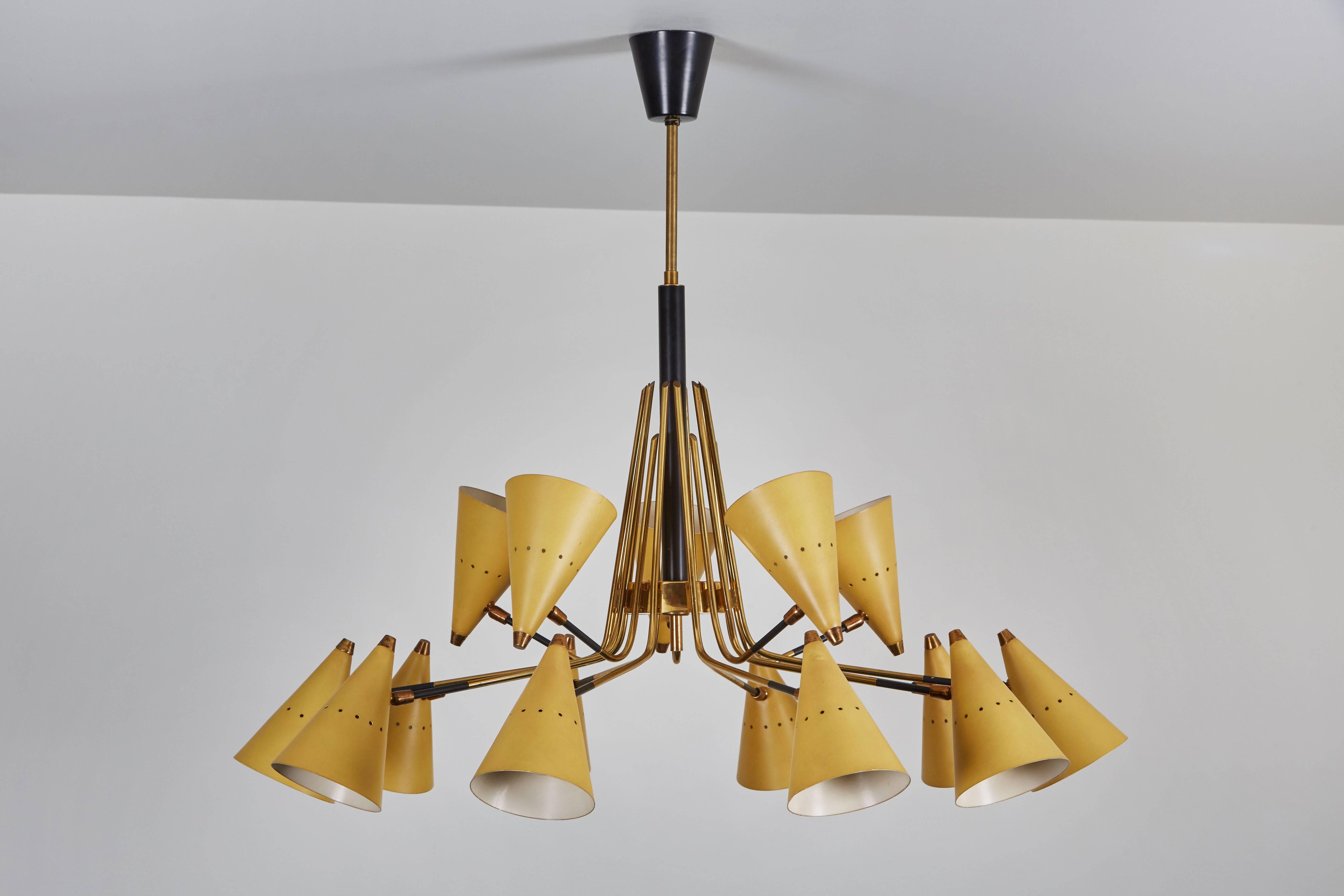 Chandelier with Articulating Shades by Stilnovo In Excellent Condition In Los Angeles, CA