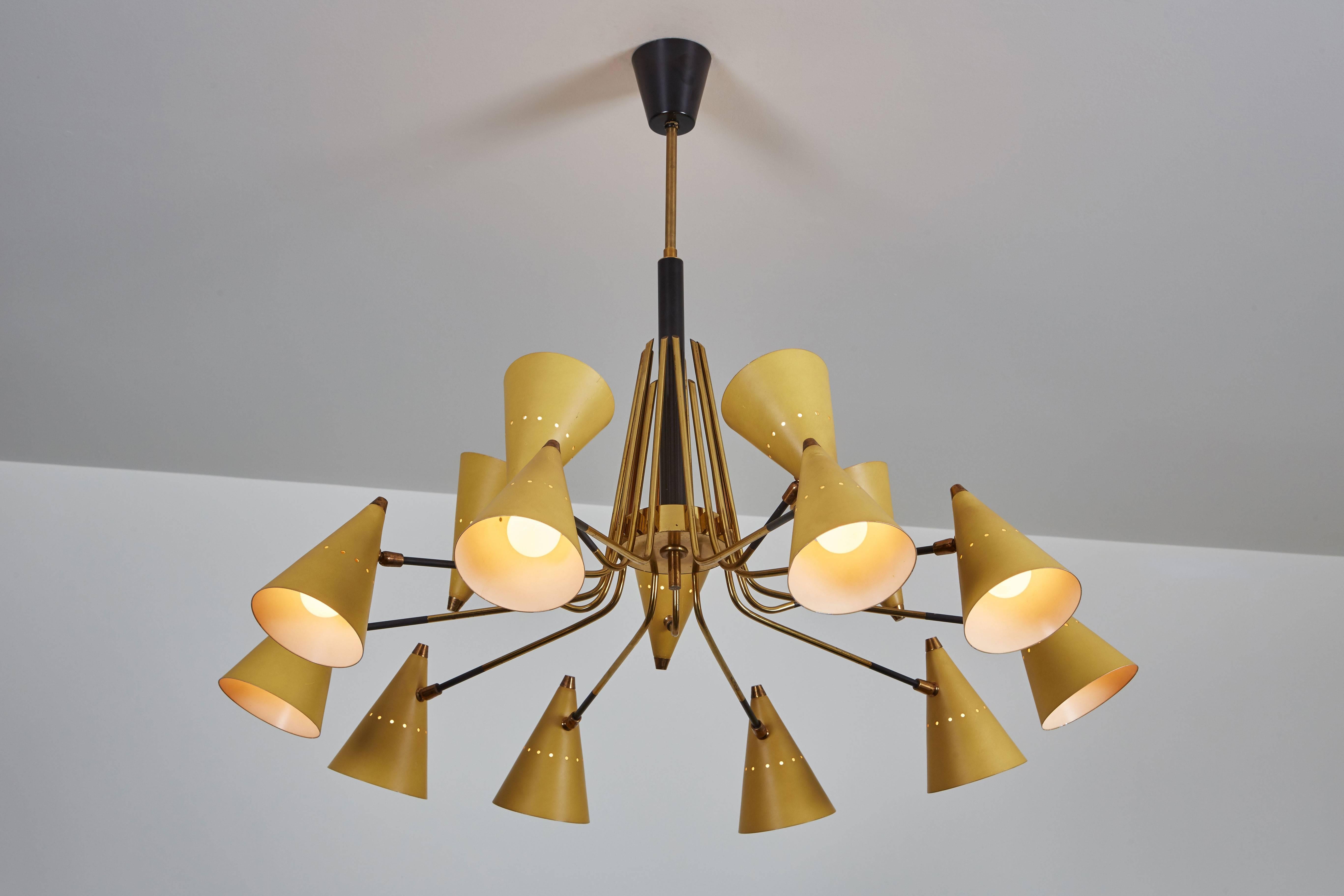 Painted Chandelier with Articulating Shades by Stilnovo