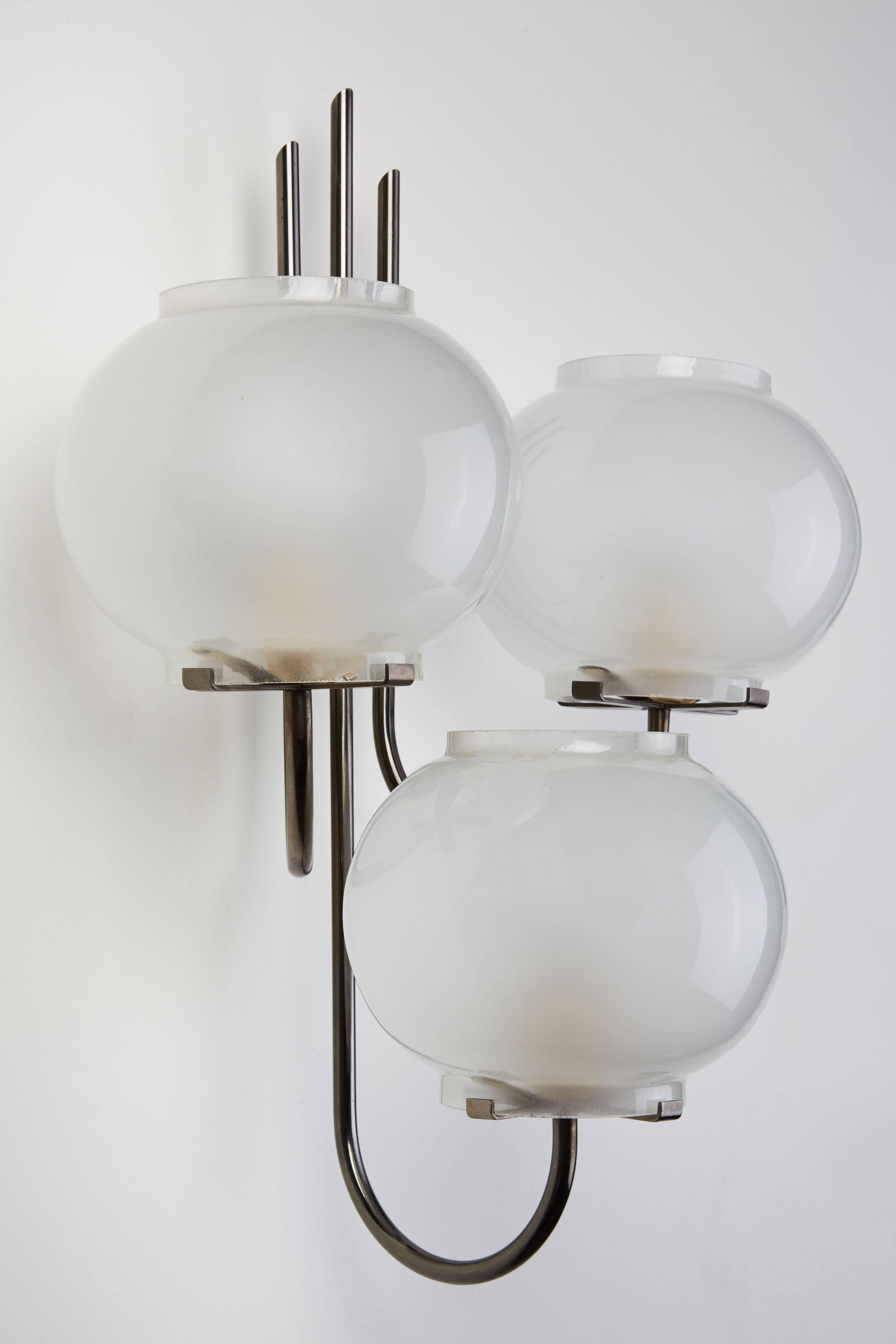 Plated Pair of Sconces by Tito Agnoli for Oluce