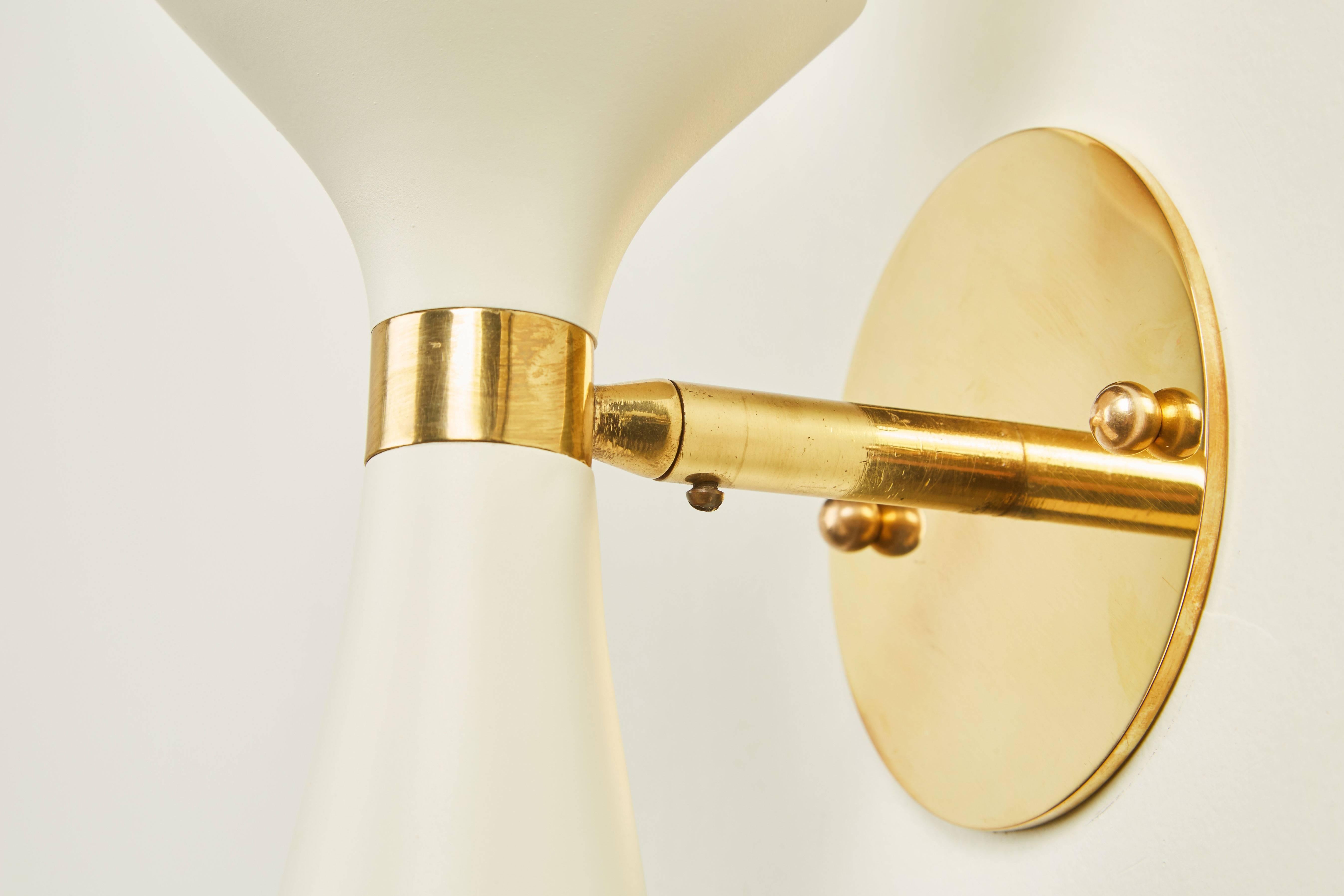 Pair of Brass and Metal Sconces by Stilnovo 2