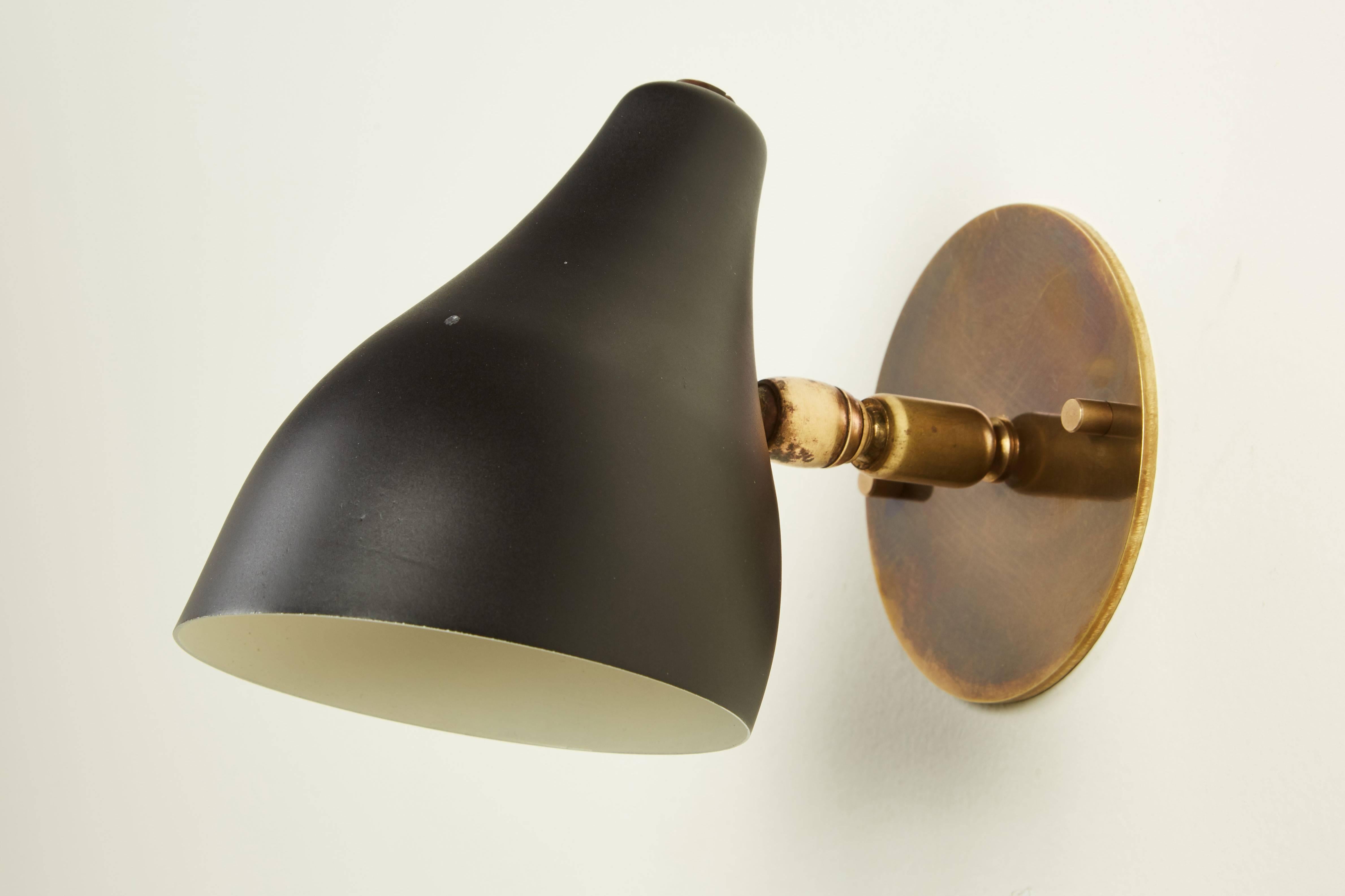 Painted Seven Articulating Brass and Metal Sconces by Stilux