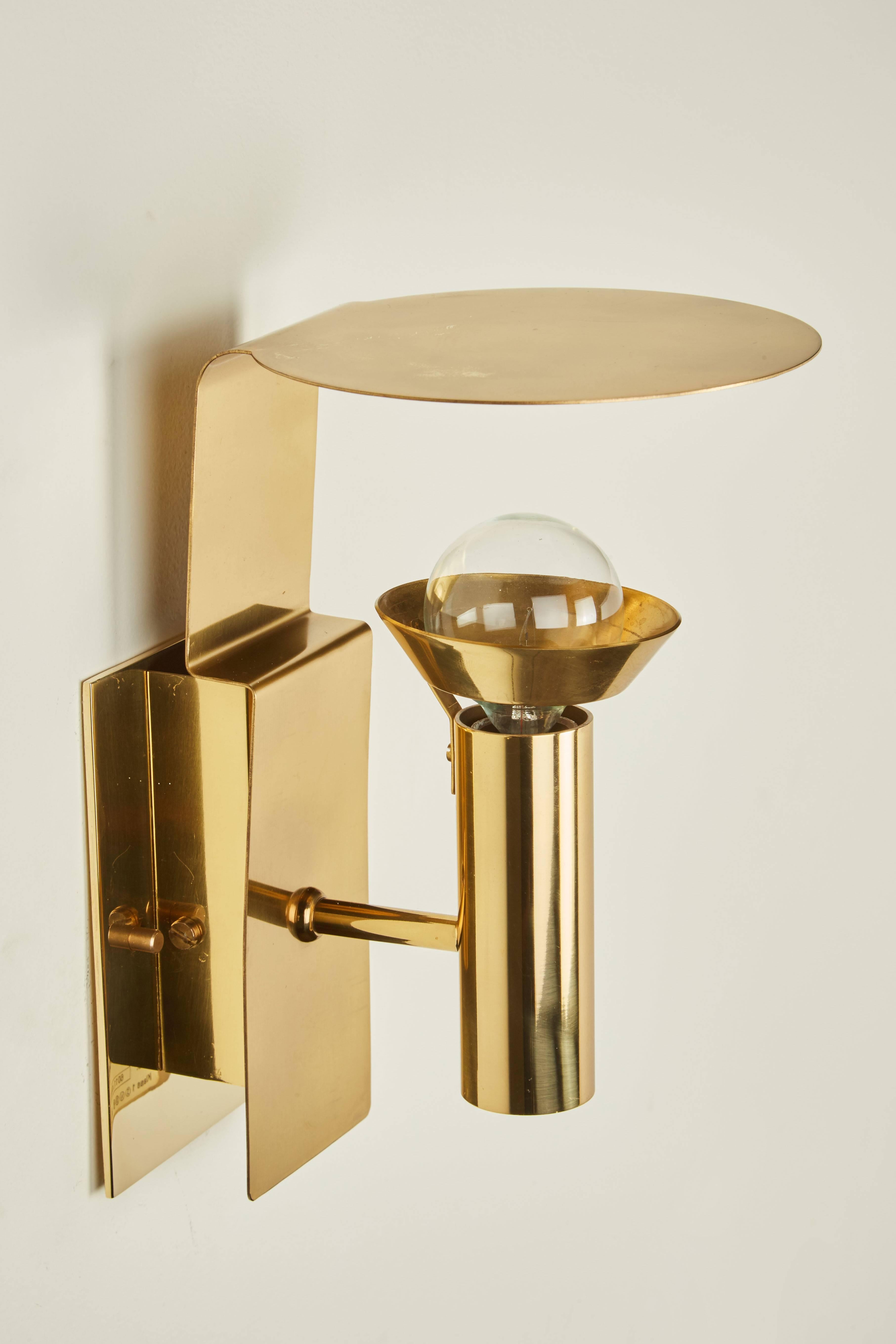 Mid-20th Century Two Brass Swedish Sconces by Focus Design