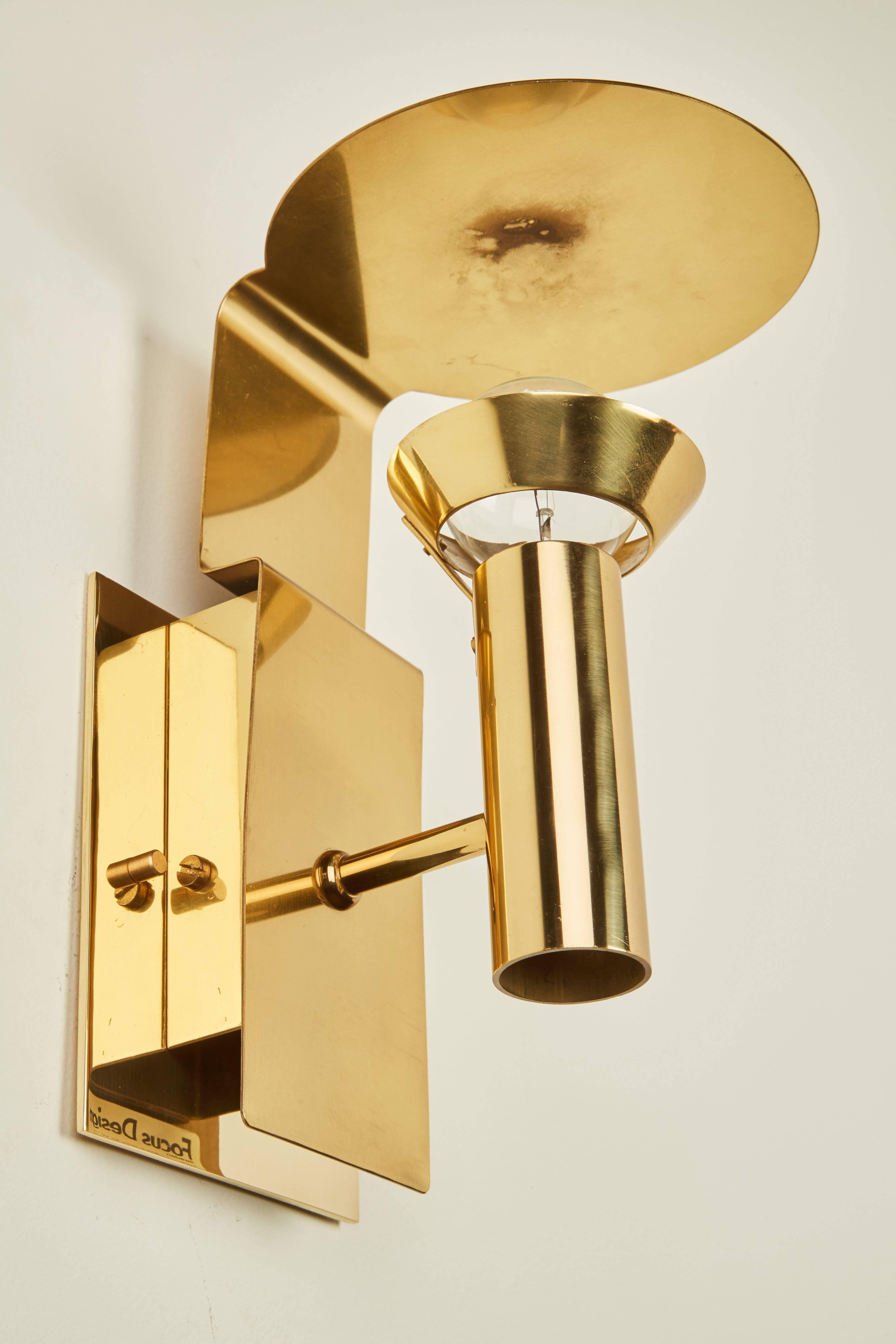 Two Brass Swedish Sconces by Focus Design 2