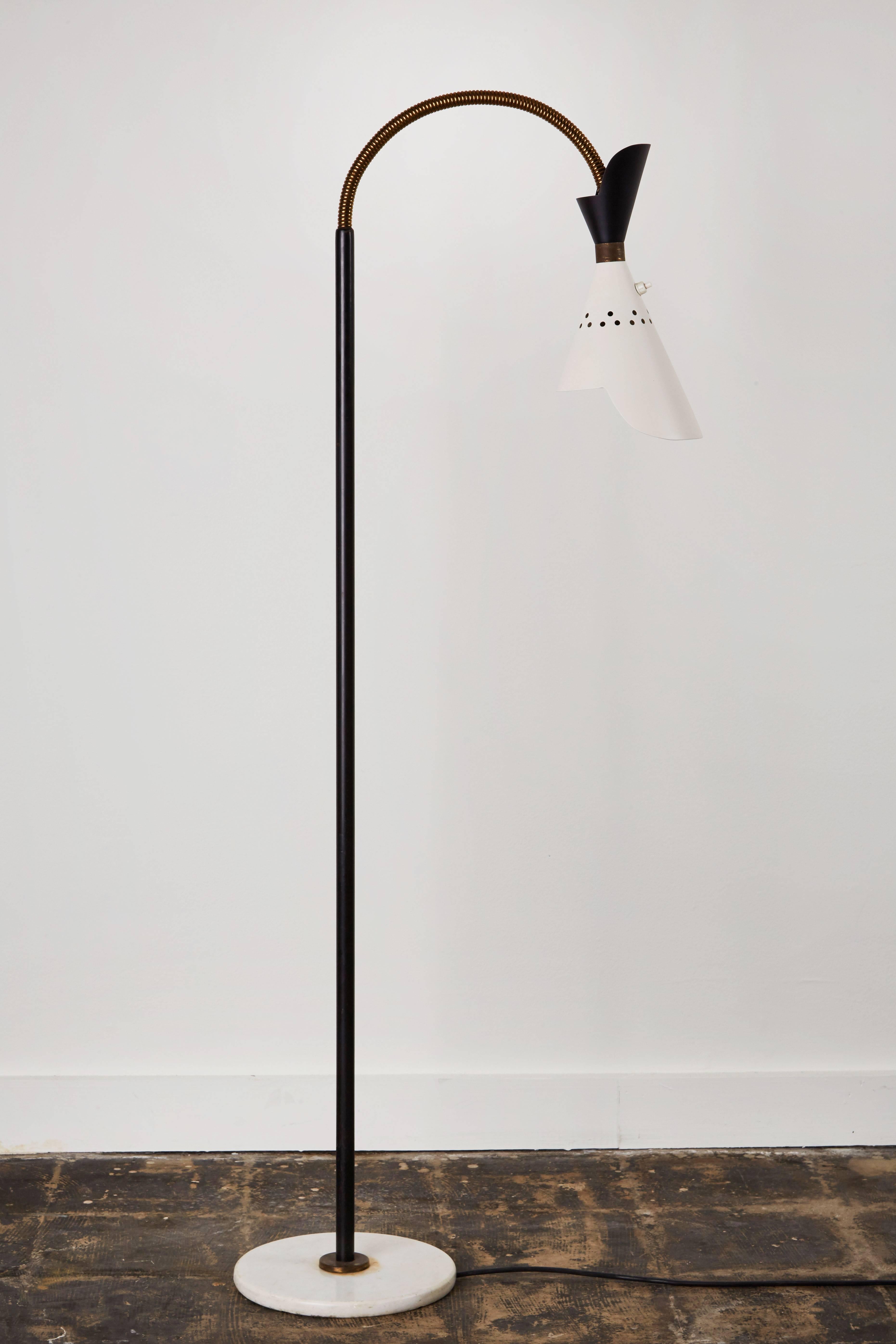 Italian Floor Lamp with Articulating Shade In Excellent Condition In Los Angeles, CA