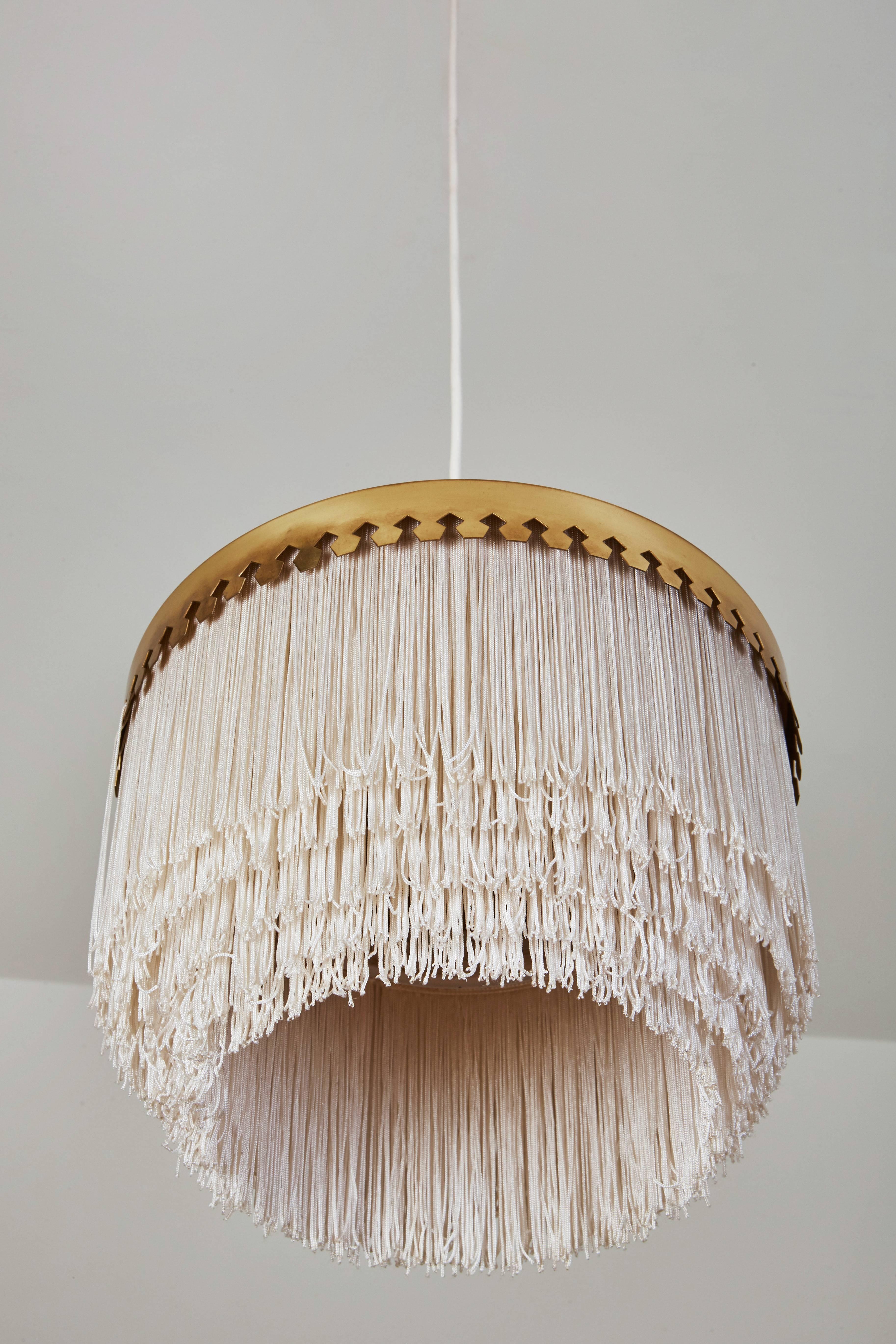 Brass and Silk Cord Pendant by Hans-Agne Jakobsson for Markaryd In Excellent Condition In Los Angeles, CA