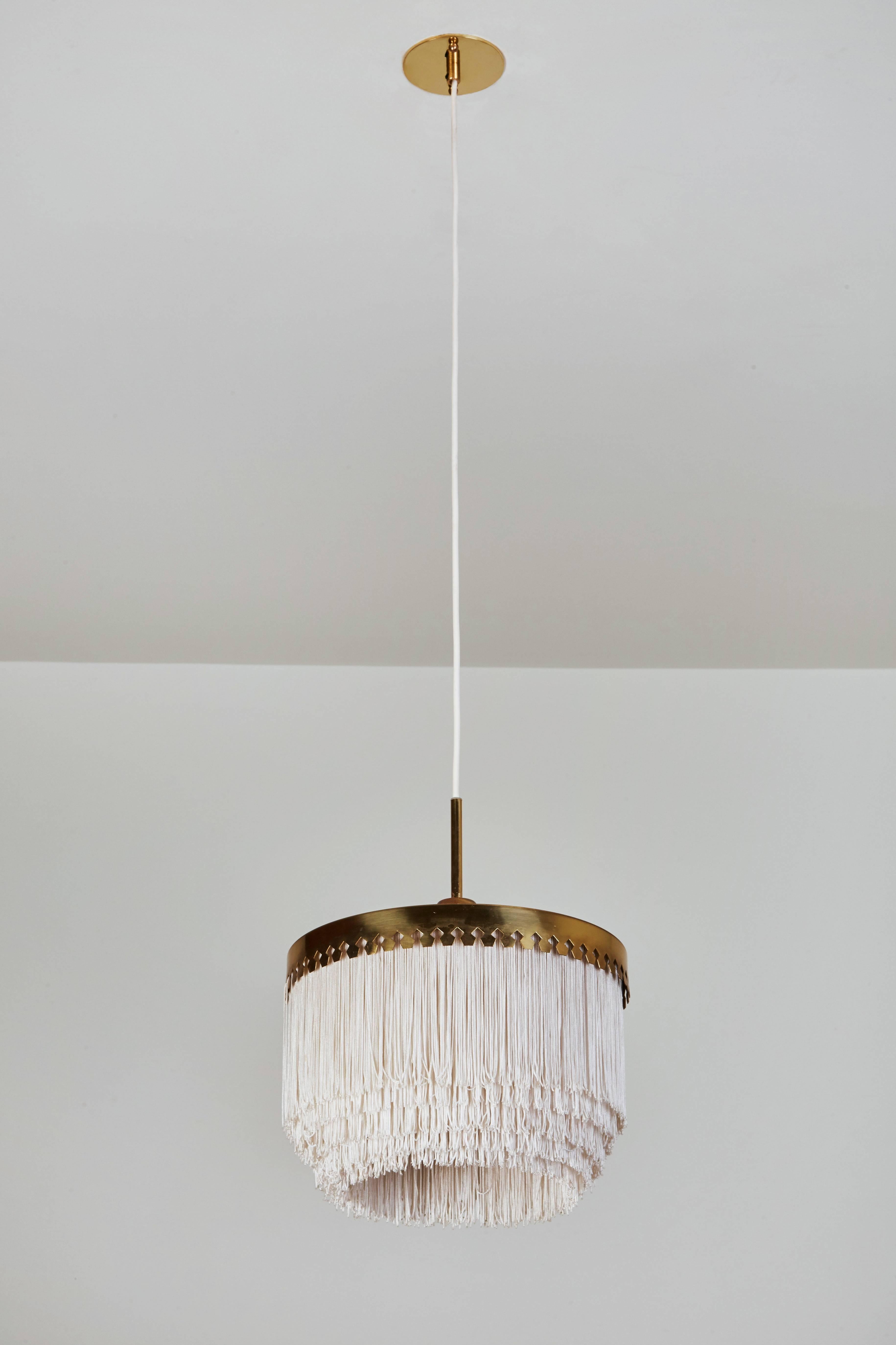 Mid-Century Modern Brass and Silk Cord Pendant by Hans-Agne Jakobsson for Markaryd