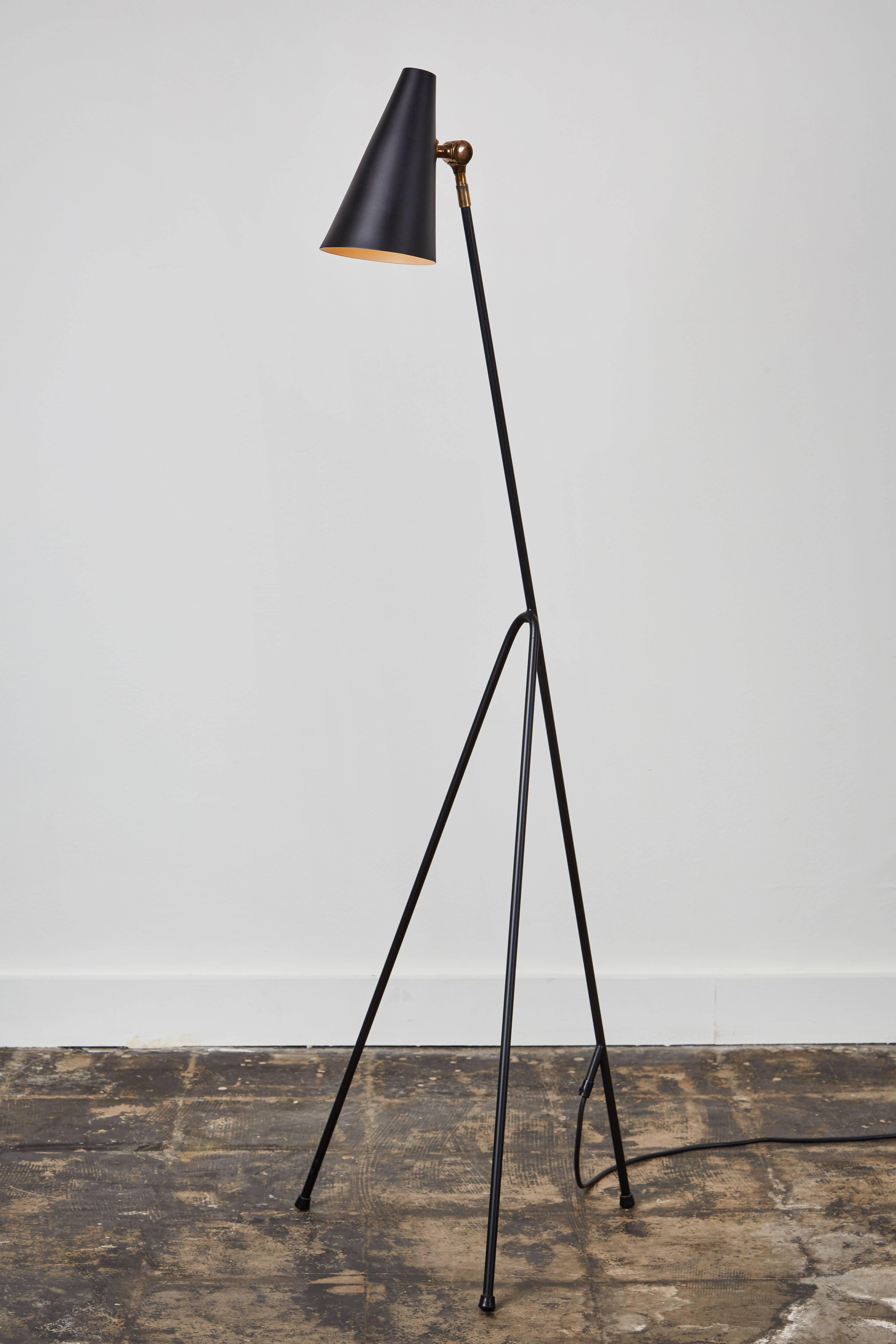 Swedish Floor Lamp with Articulating Shade In Excellent Condition In Los Angeles, CA