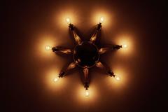 Italian Seven-Arm Brass Flush Mount Ceiling Light