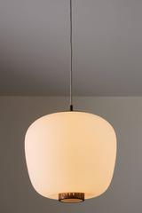 Brass and Satin Glass Pendant by Stilnovo