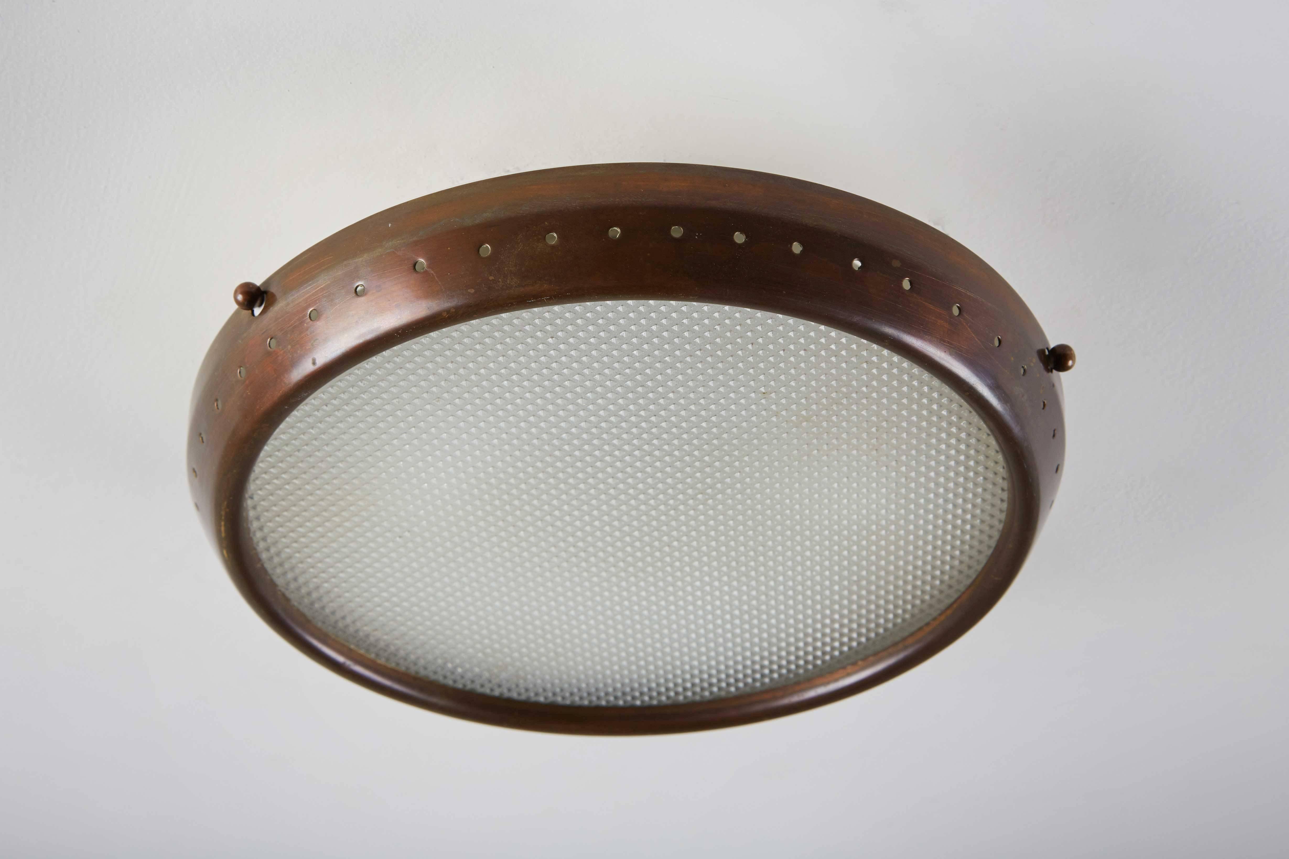 Set of Three Italian Flush Mount Ceiling Lights In Excellent Condition In Los Angeles, CA