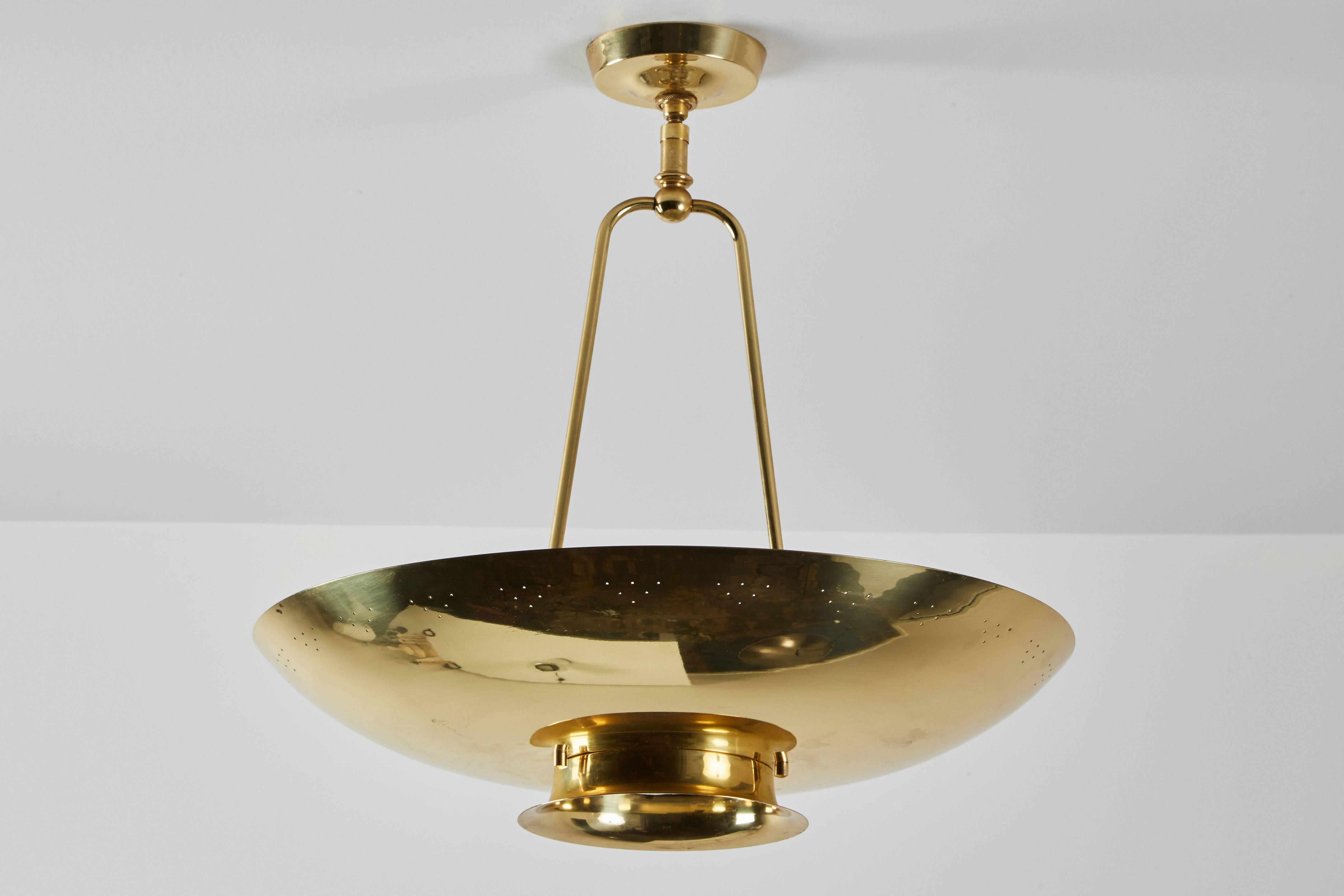Mid-Century Modern Perforated Brass Ceiling Light by Stiffel