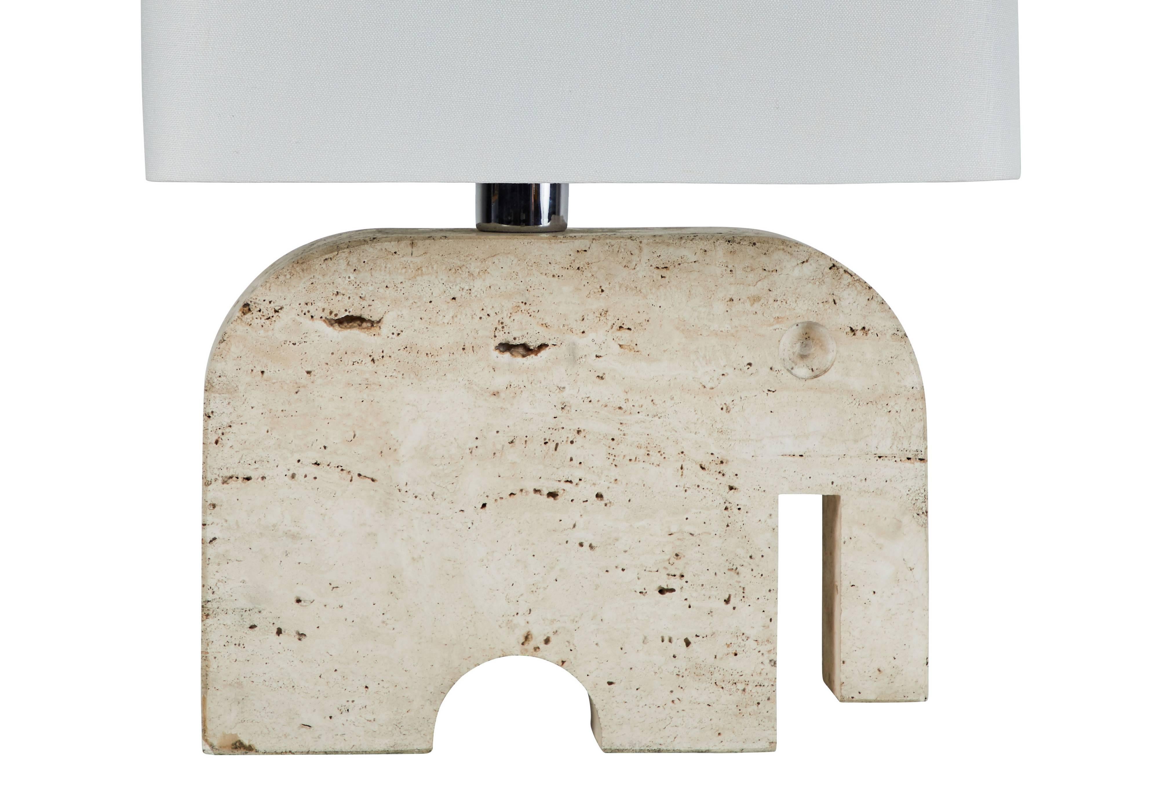 Late 20th Century Travertine Elephant Table Lamp by Fratelli Manelli