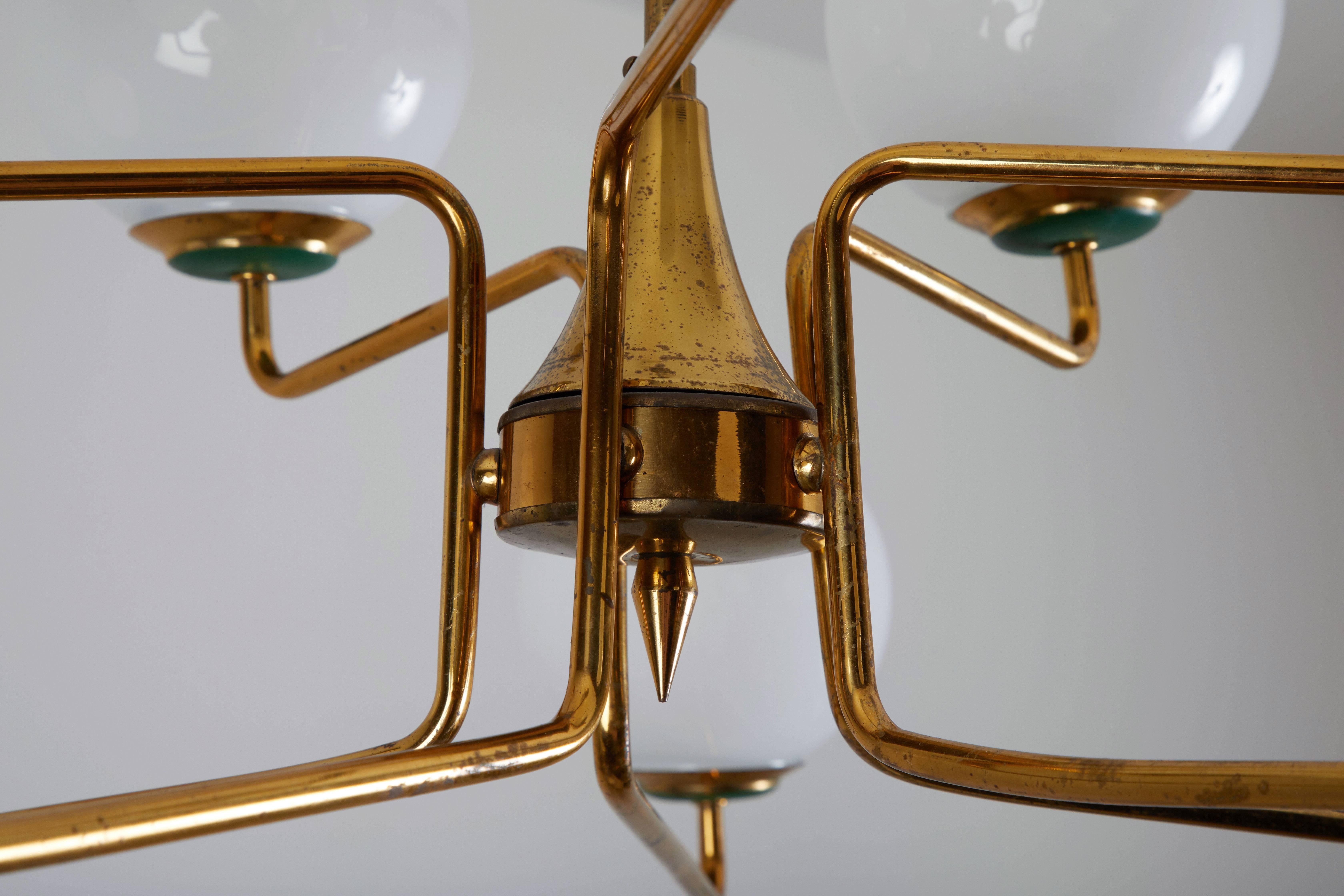 Brass Stilnovo Chandelier