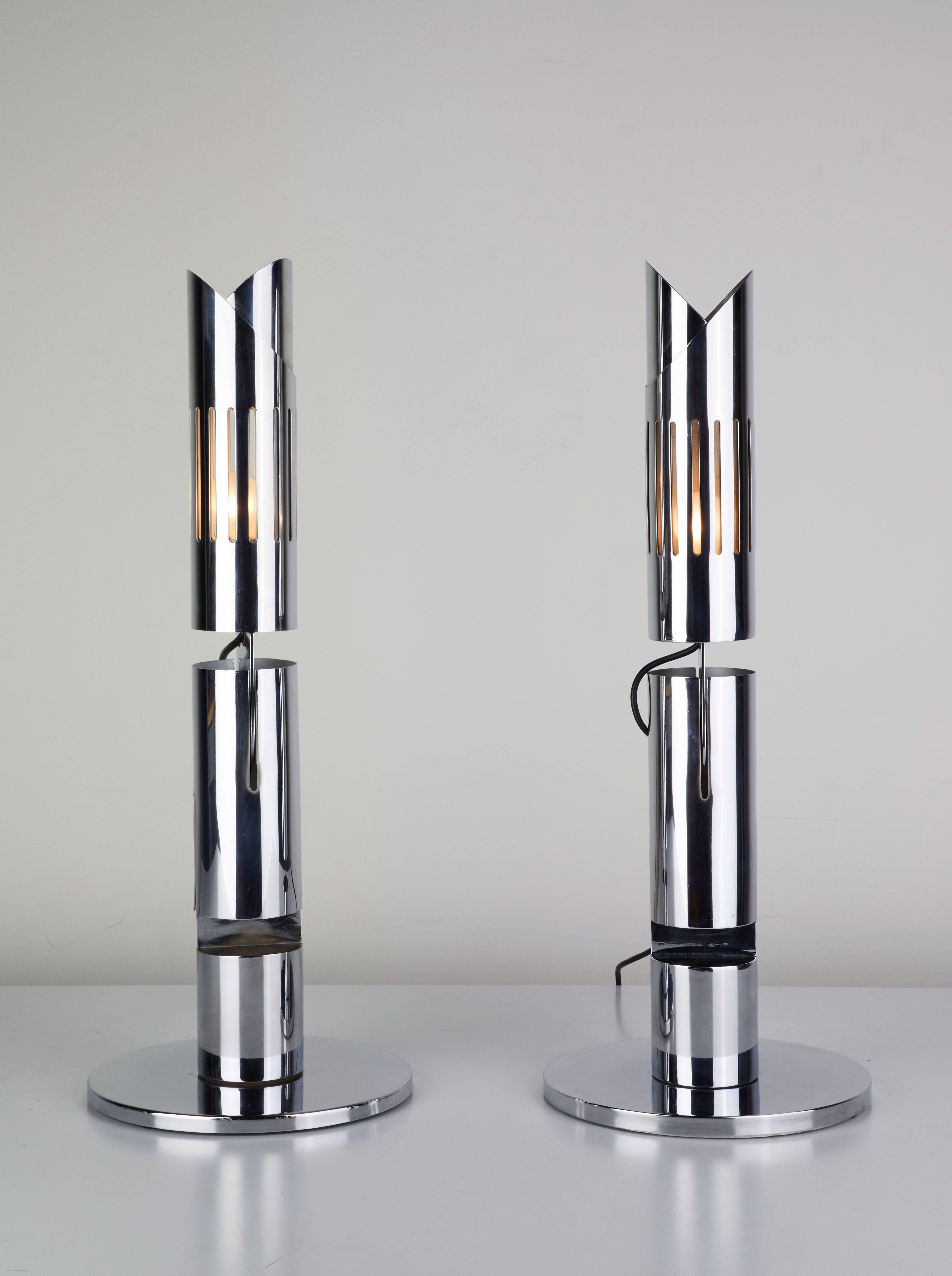 Plated Pair of Table Lamps by Gabriel D'ali for Franseconi
