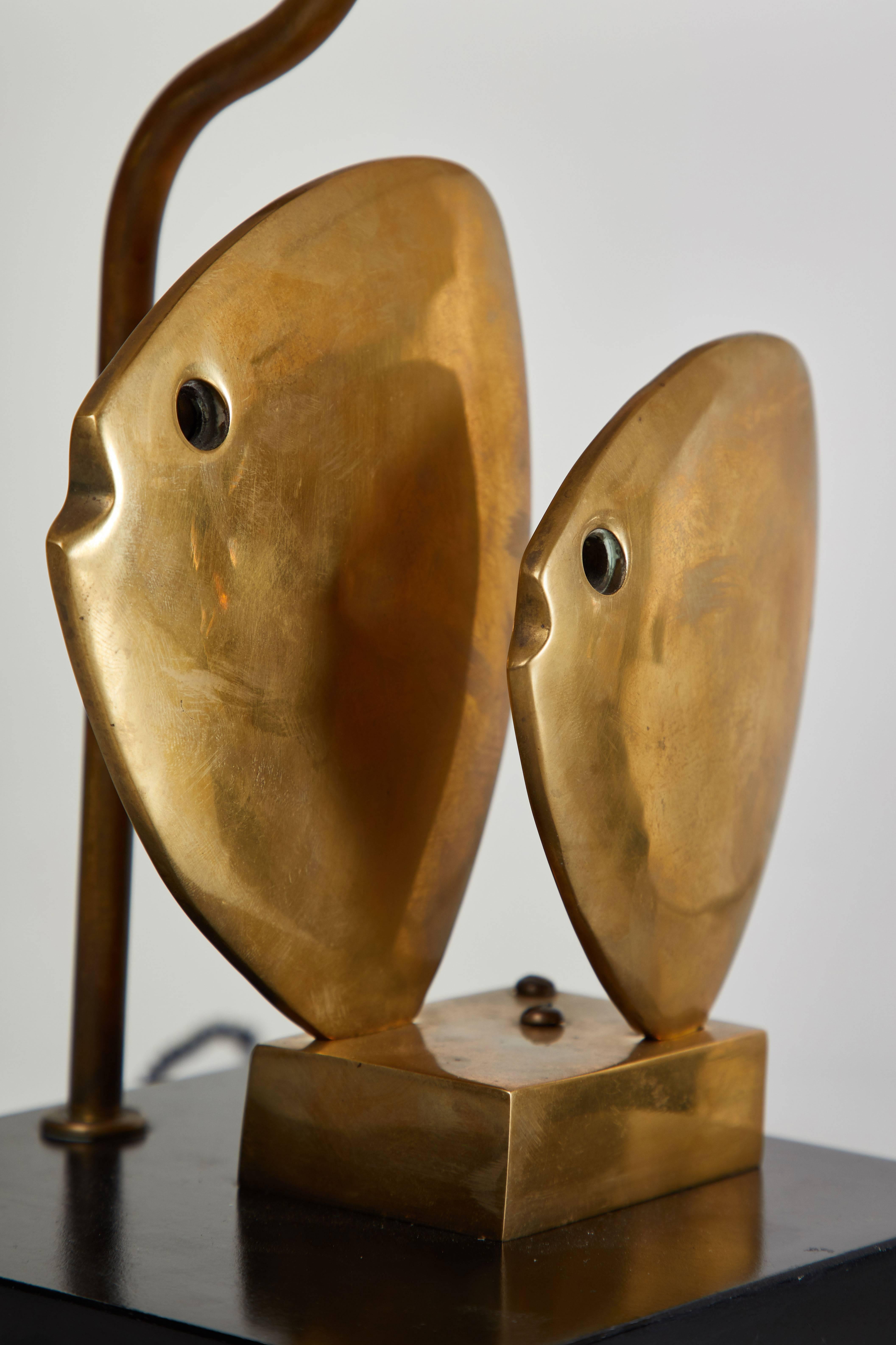 Brass Pair of French Table Lamps
