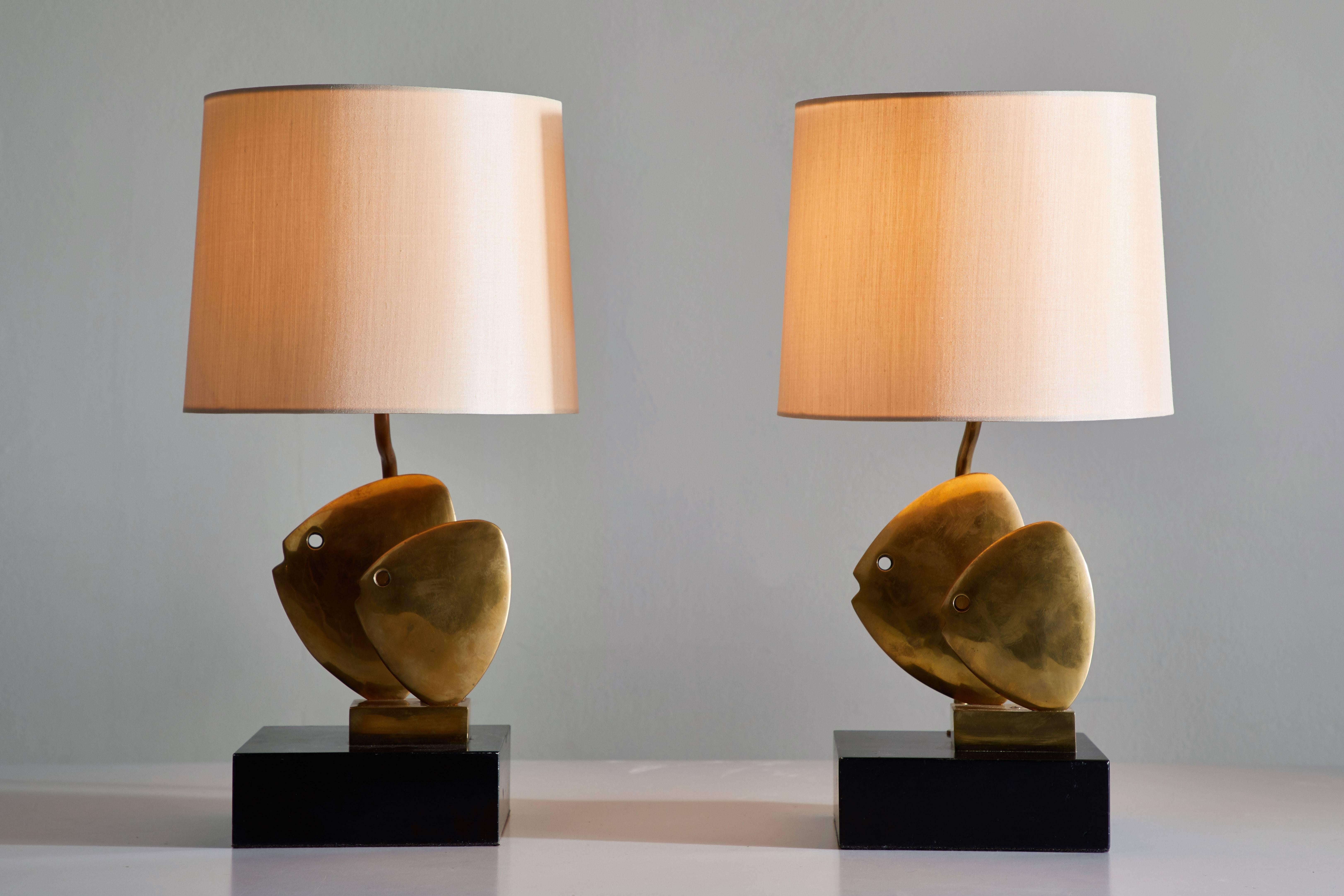 Mid-Century Modern Pair of French Table Lamps