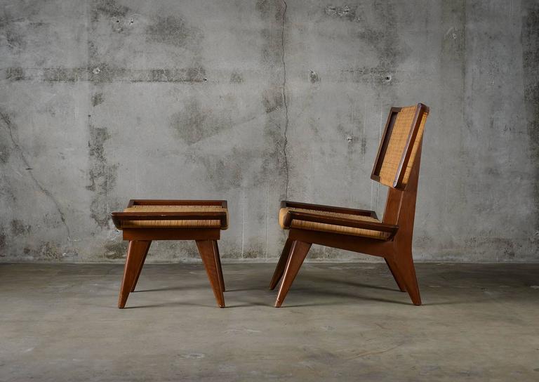 Woven Paul Laszlo Lounge Chair and Ottoman