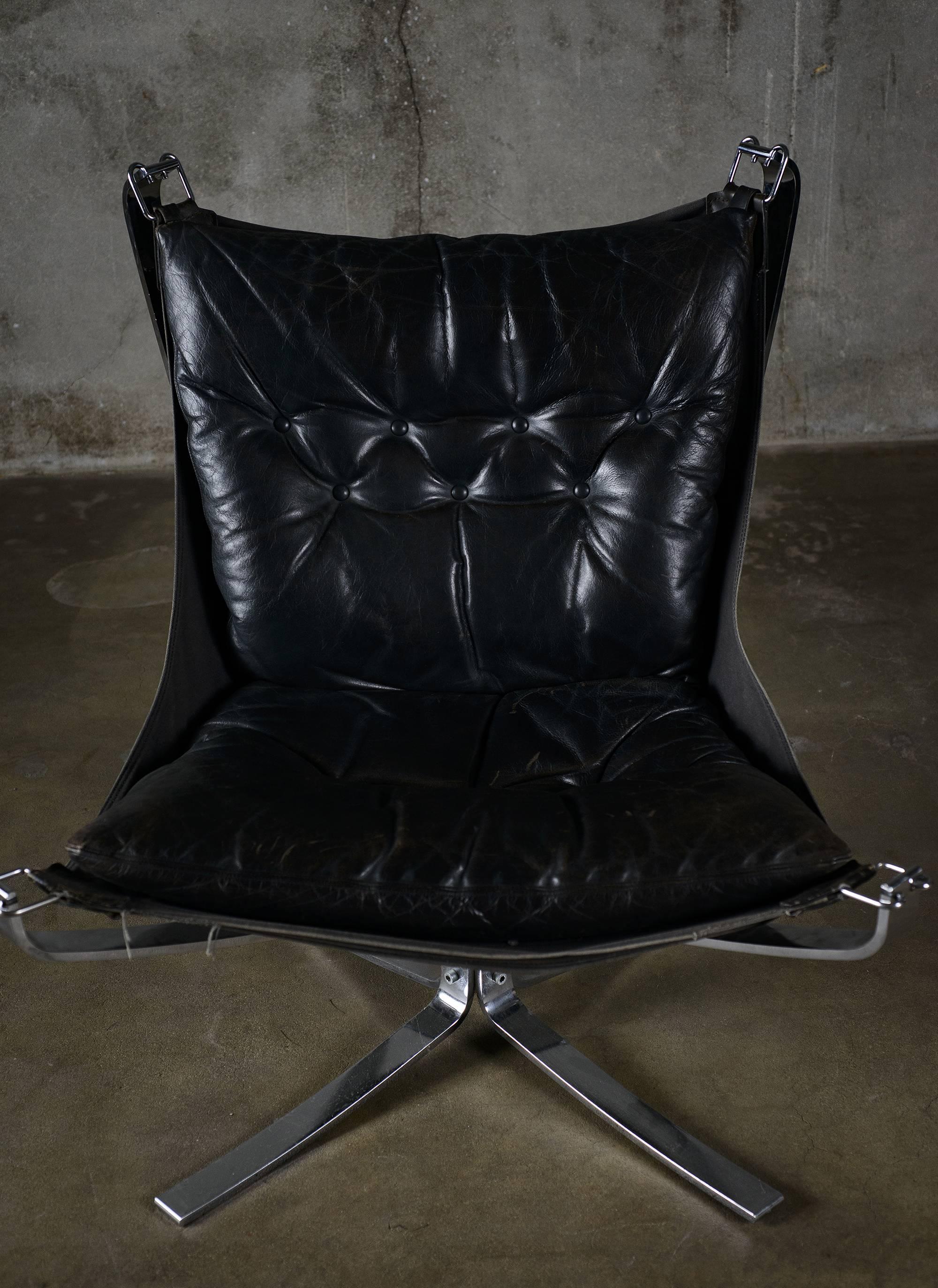 Leather Pair of Sigurd Ressell Falcon Chairs