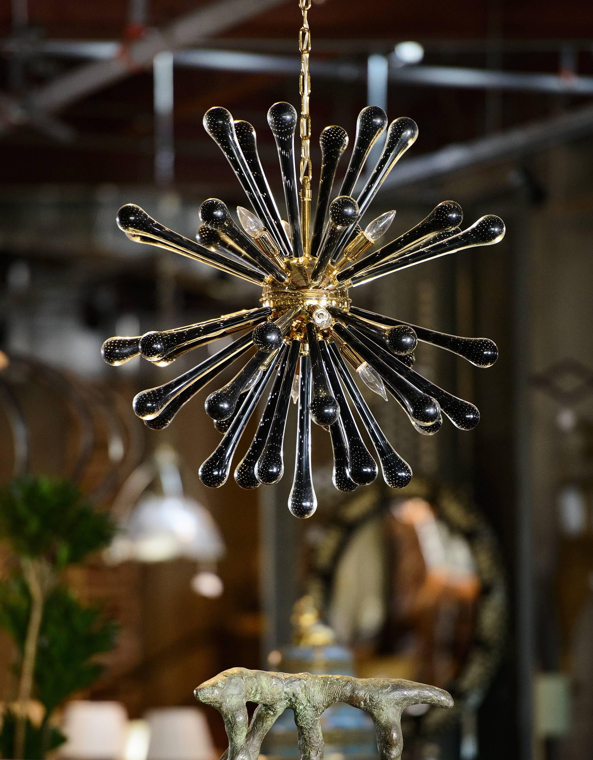 Contemporary Pair of Murano Hanging Sputnik Pendant Lights