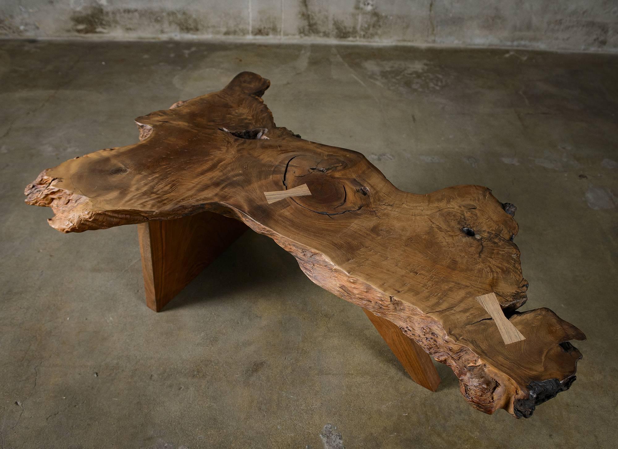 Contemporary Mira Nakashima Free-Form Coffee Table with Burl Wood Top