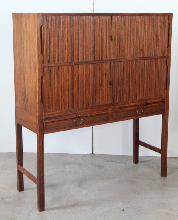 Ole Wanscher rosewood tambour cabinet, 1950s.