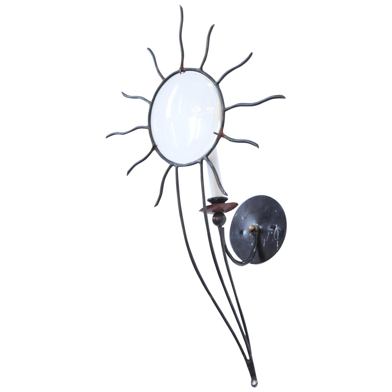 Andre Dubreuil Iron Sunburst Sconces
