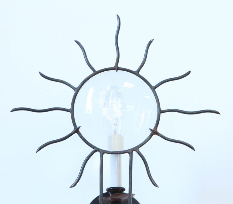 Andre Dubreuil Iron Sunburst Sconces In Good Condition In Los Angeles, CA