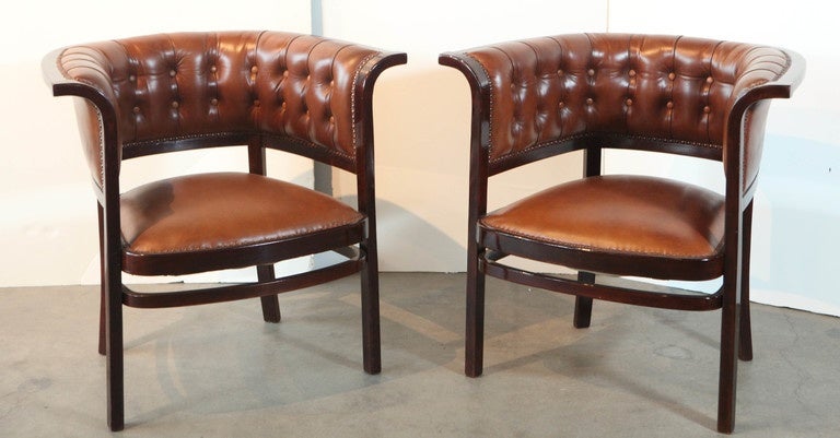 Set of three Josef Hoffman Viennese set of two (2) armchairs one (1) settee.