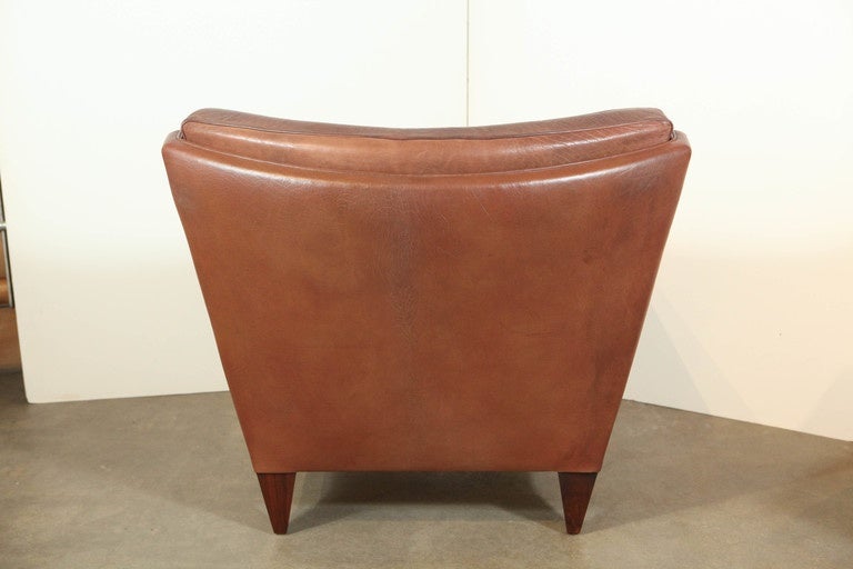 Illum Wikkeiso Brown Leather Armchair and Ottoman 1