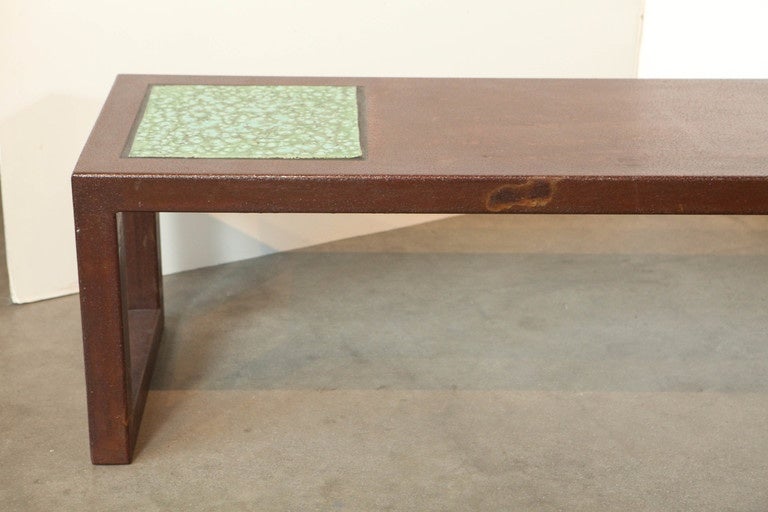 Unknown Enameled Metal and Green Tile Coffee Table For Sale