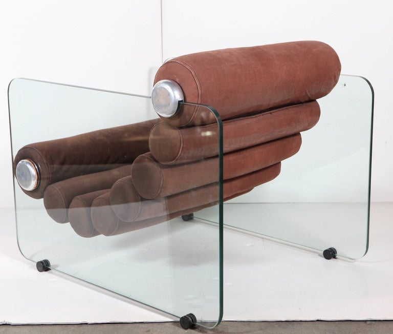 Glass Pair of Fabio Lenci Hyaline Chairs