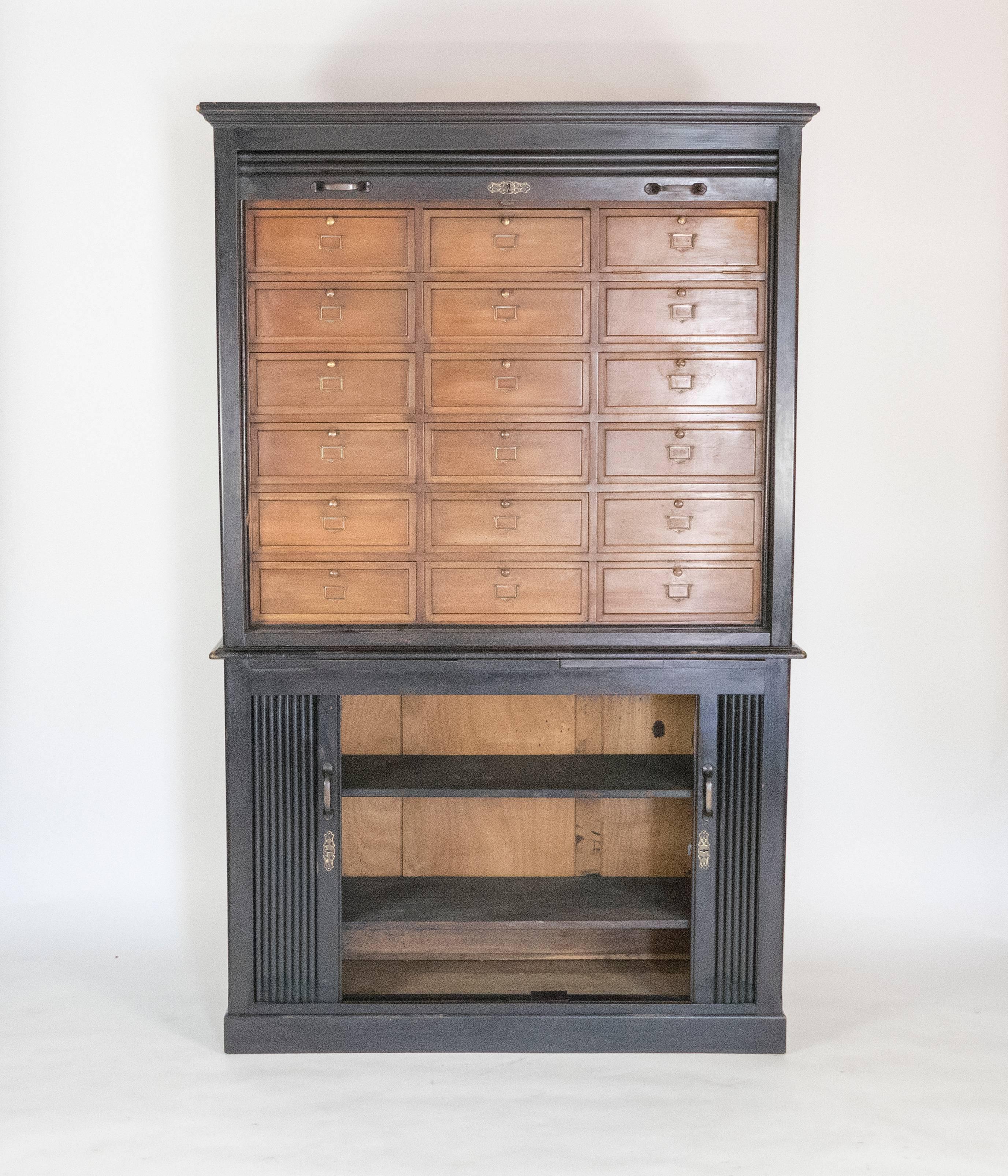 Rare Ebony and Cherry Notary Cabinet In Good Condition In Los Angeles, CA