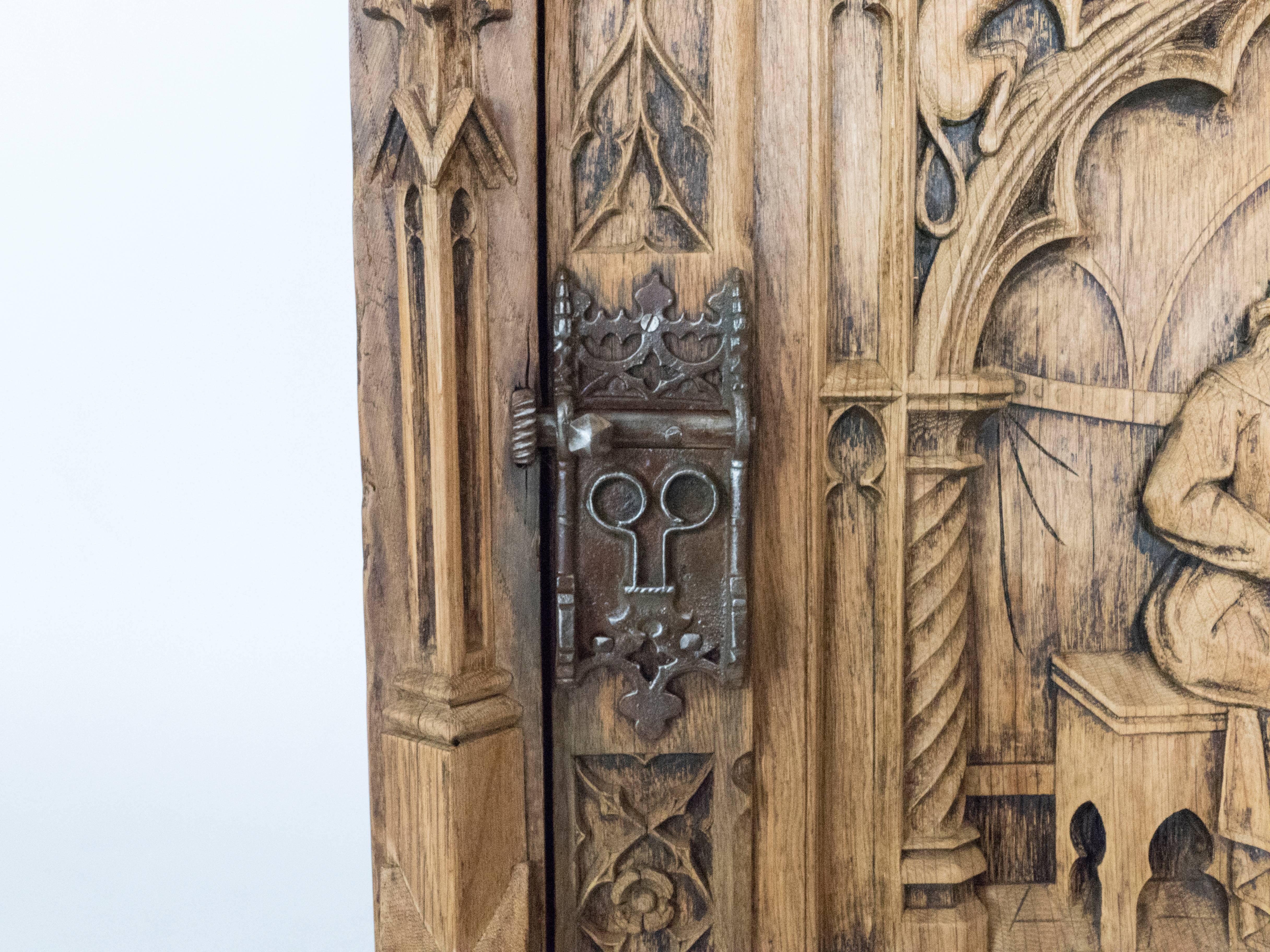 Oak 19th Century Gothic Cabinet