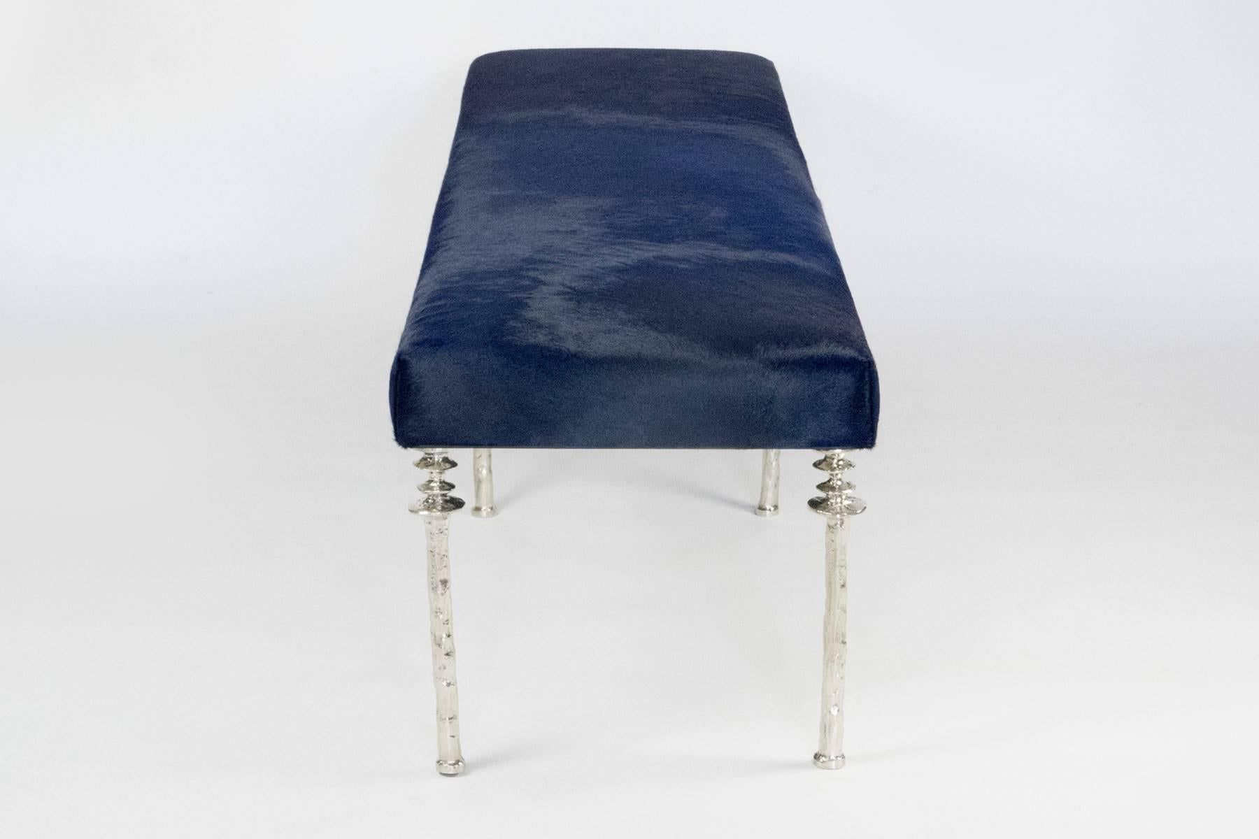 Organic Modern Sorgue Bench-White Bronze Legs by Bourgeois Boheme Atelier