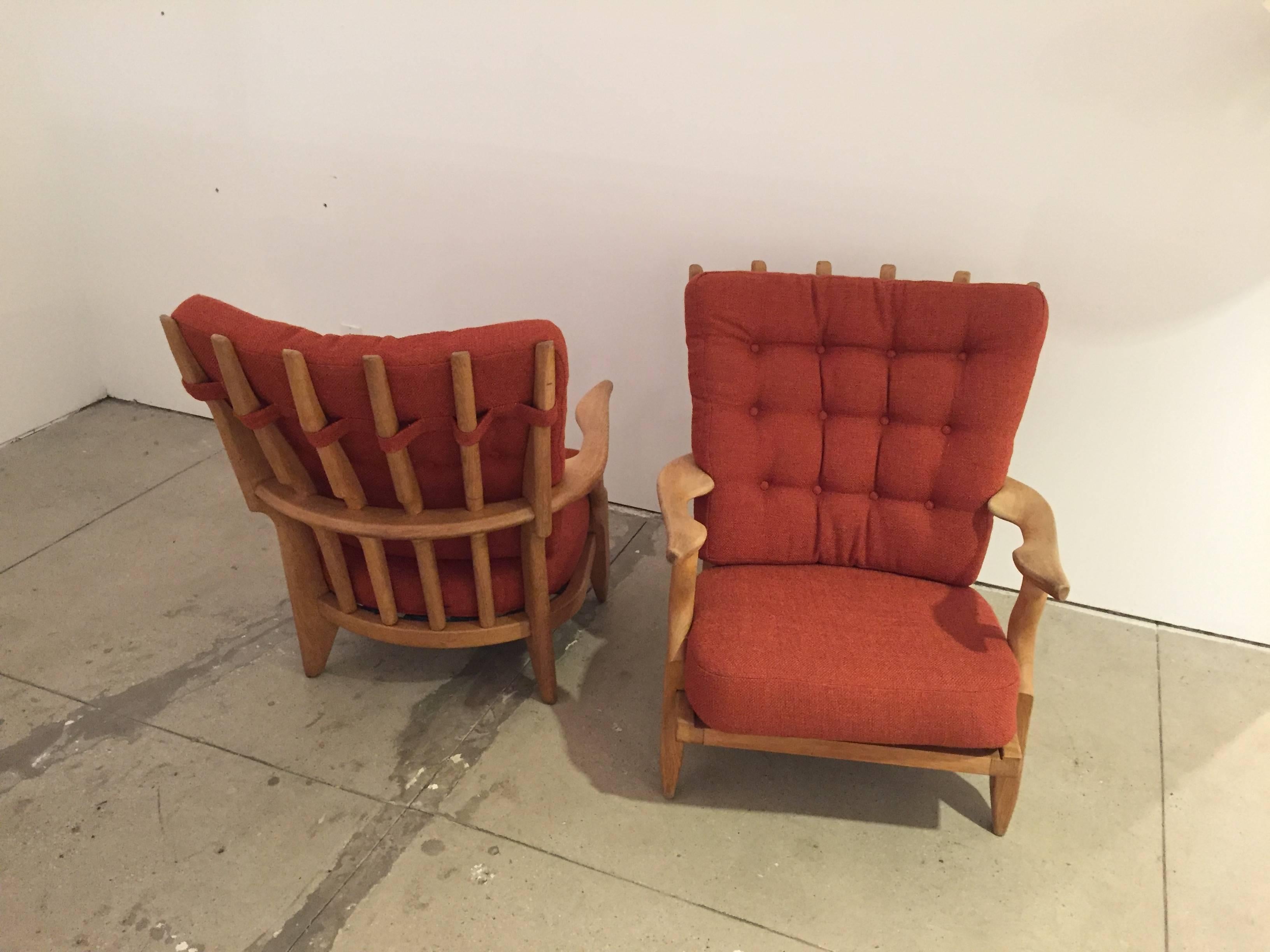 Mid-20th Century Pair of Armchairs by Guillerme et Chambron