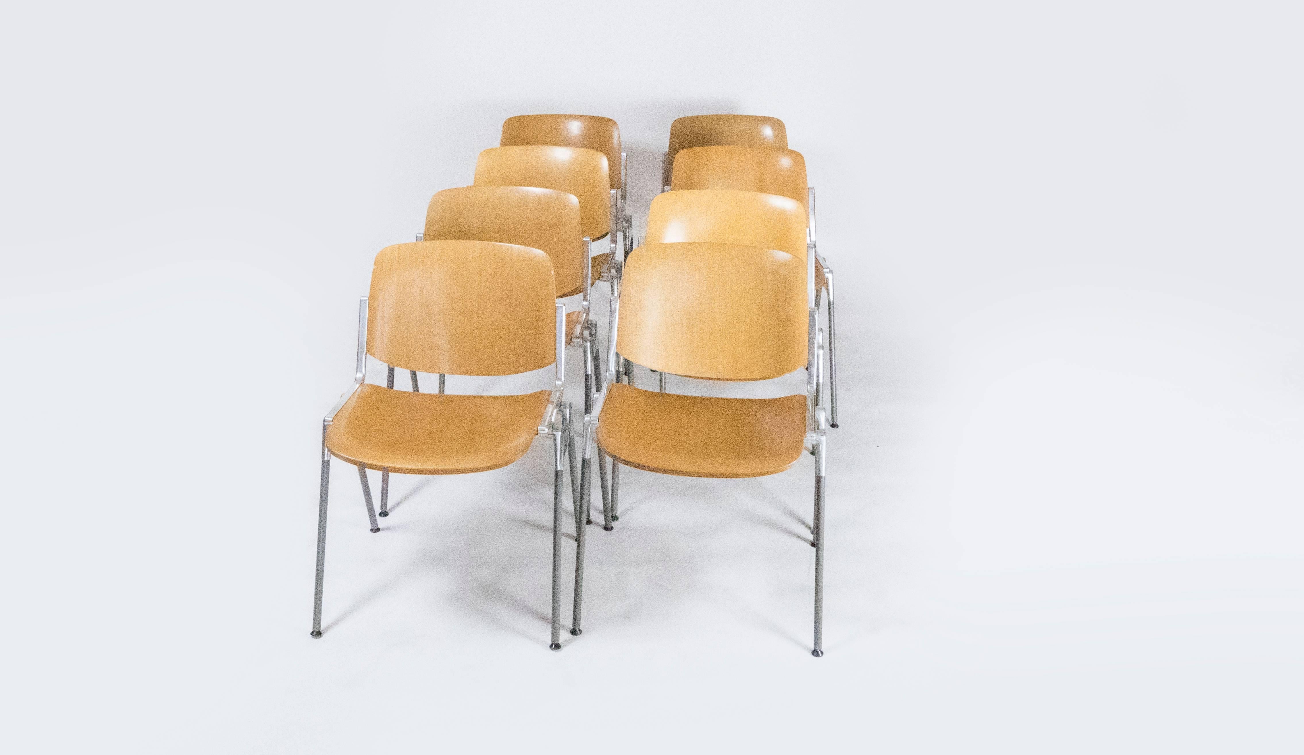 Italian Set of Eight DSC 106 Chairs by Giancarlo Piretti