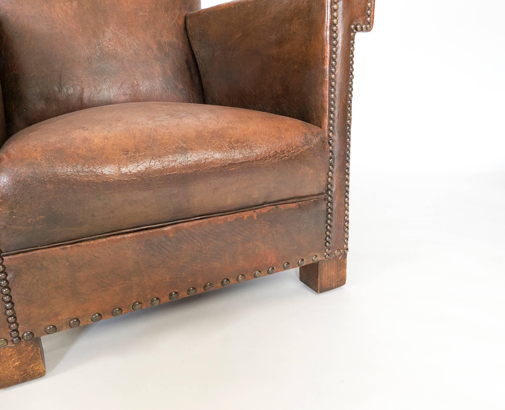 Pair of Leather Club Chairs 1