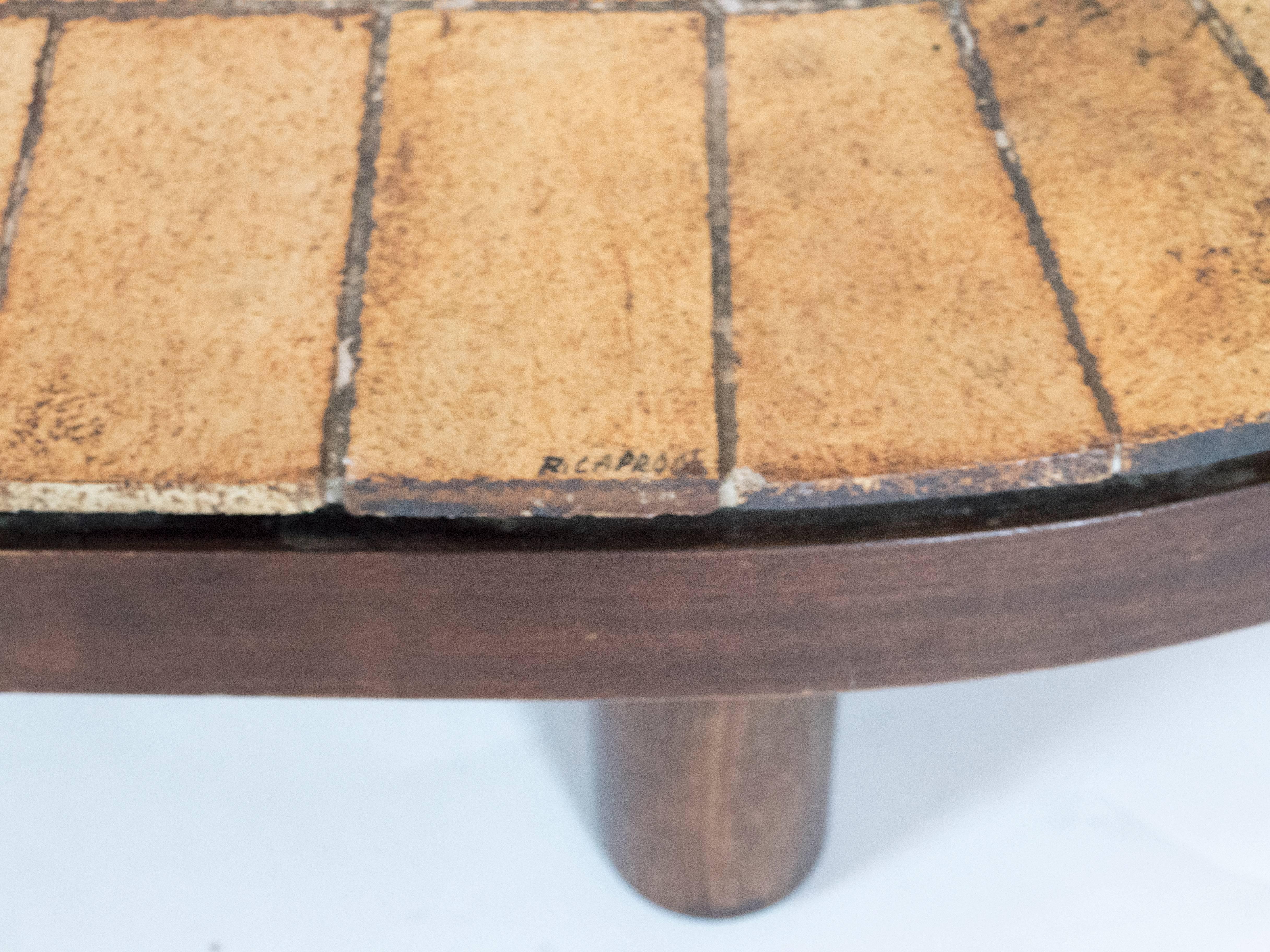 Mid-20th Century Oval Coffee Table by Roger Capron