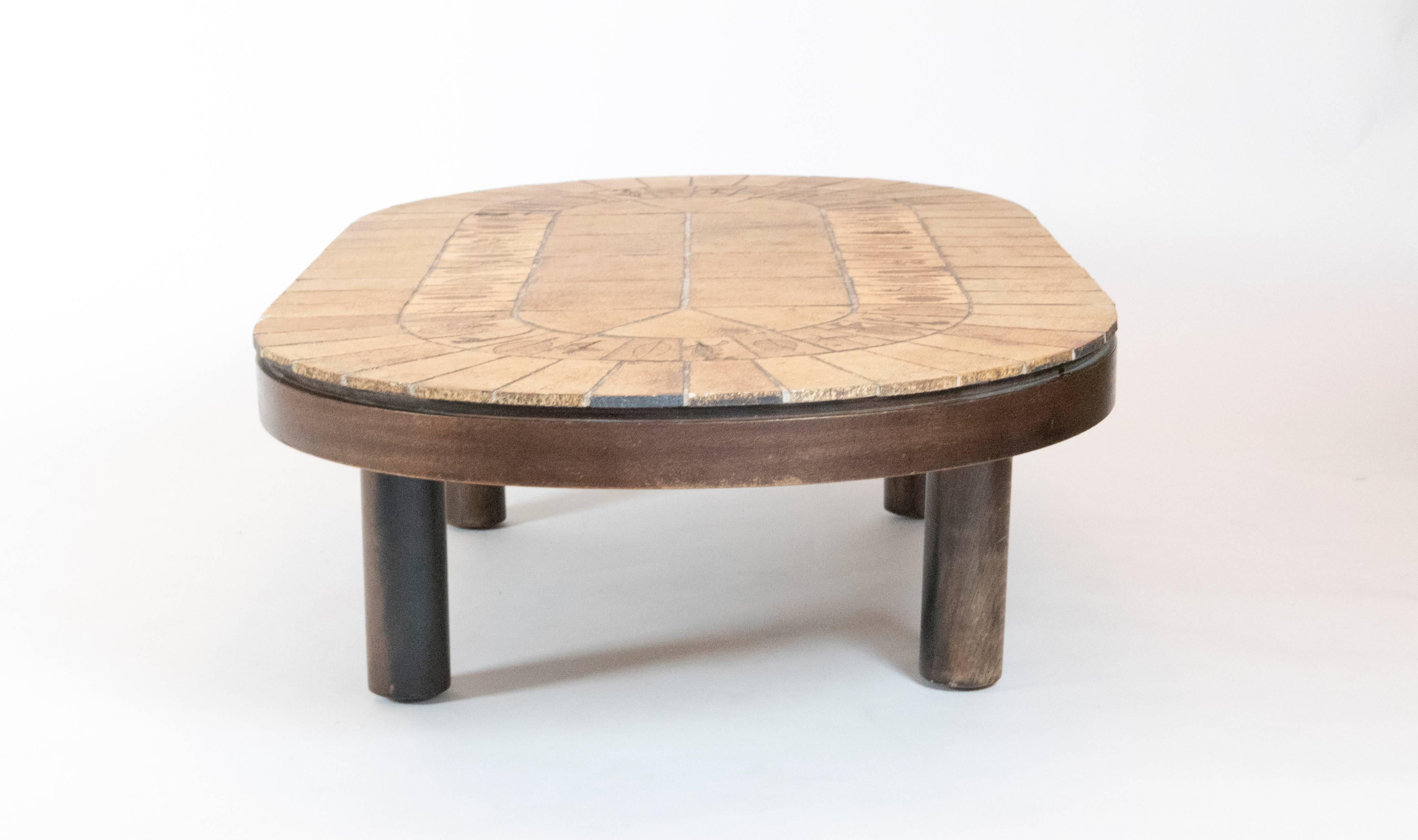 French Oval Coffee Table by Roger Capron