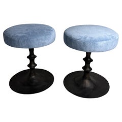 Pair of Bronze Based and Suede Covered Stools- St Paul Primo Stools